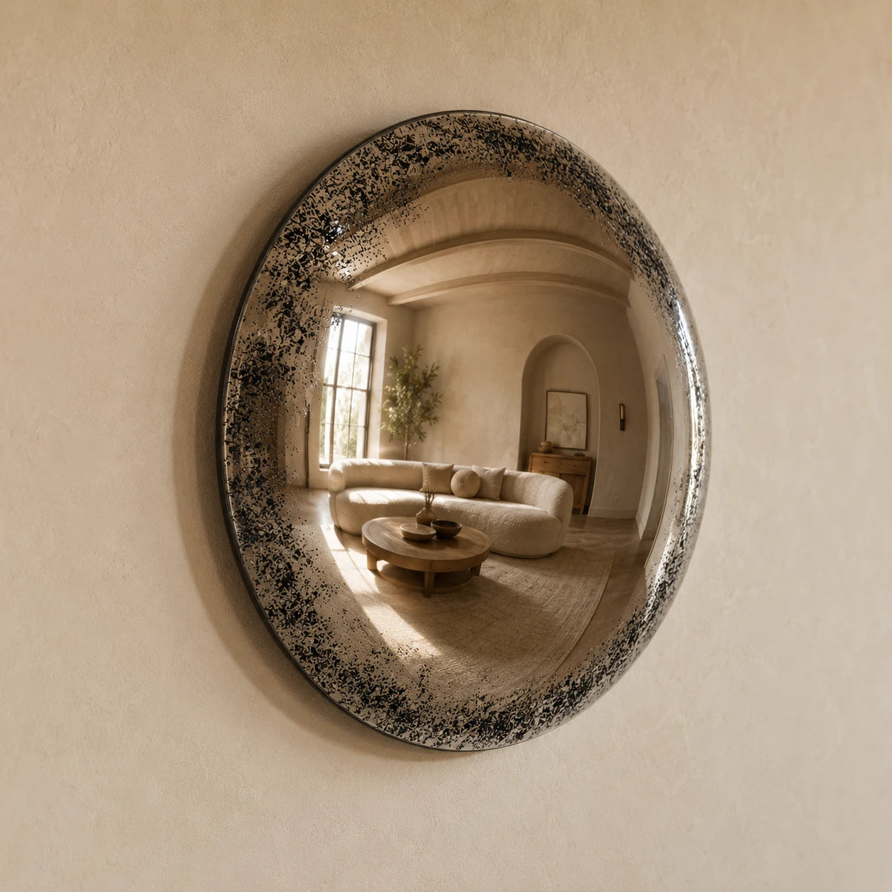 Convex Mirror | Antiqued Mercury Mirror Interior Moderna