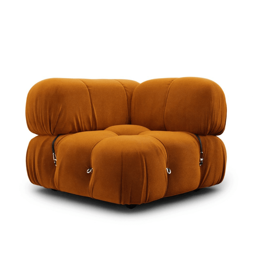 Mario Bellini Corner Module Sofa Interior Moderna Mango Orange Velvet