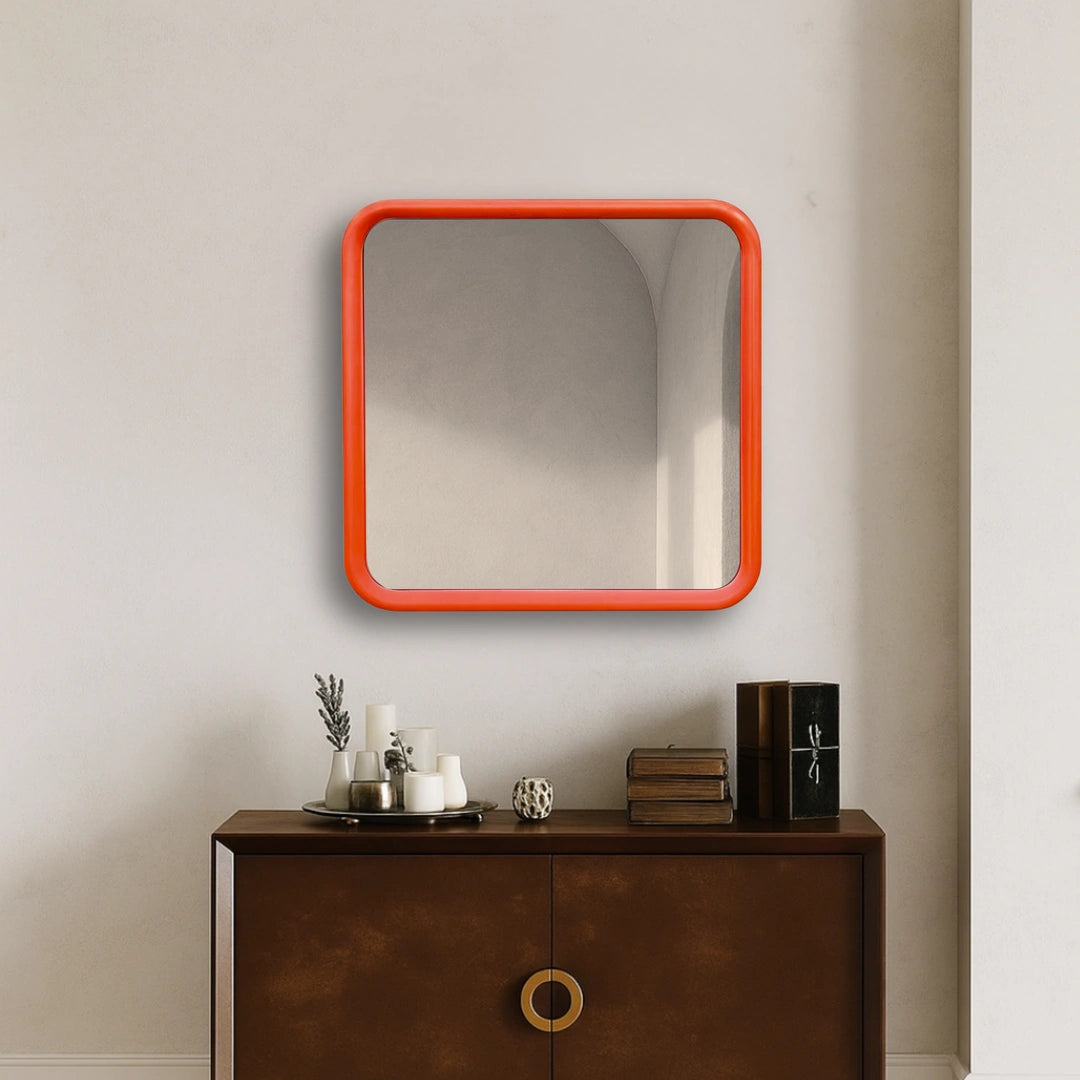 Bold Square Mirror Mirror Interior Moderna Orange