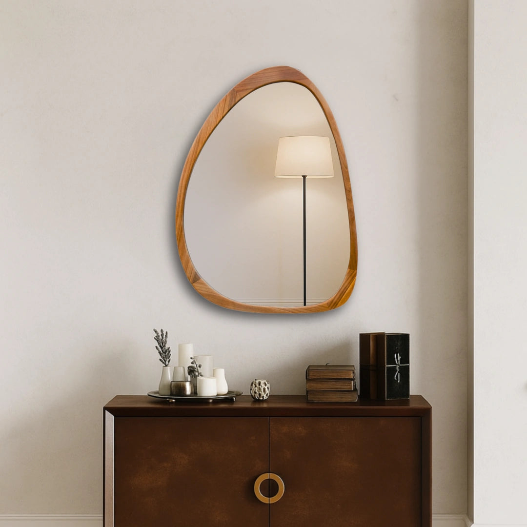 Asymmetrical Oval Mirror Mirror Interior Moderna Wood