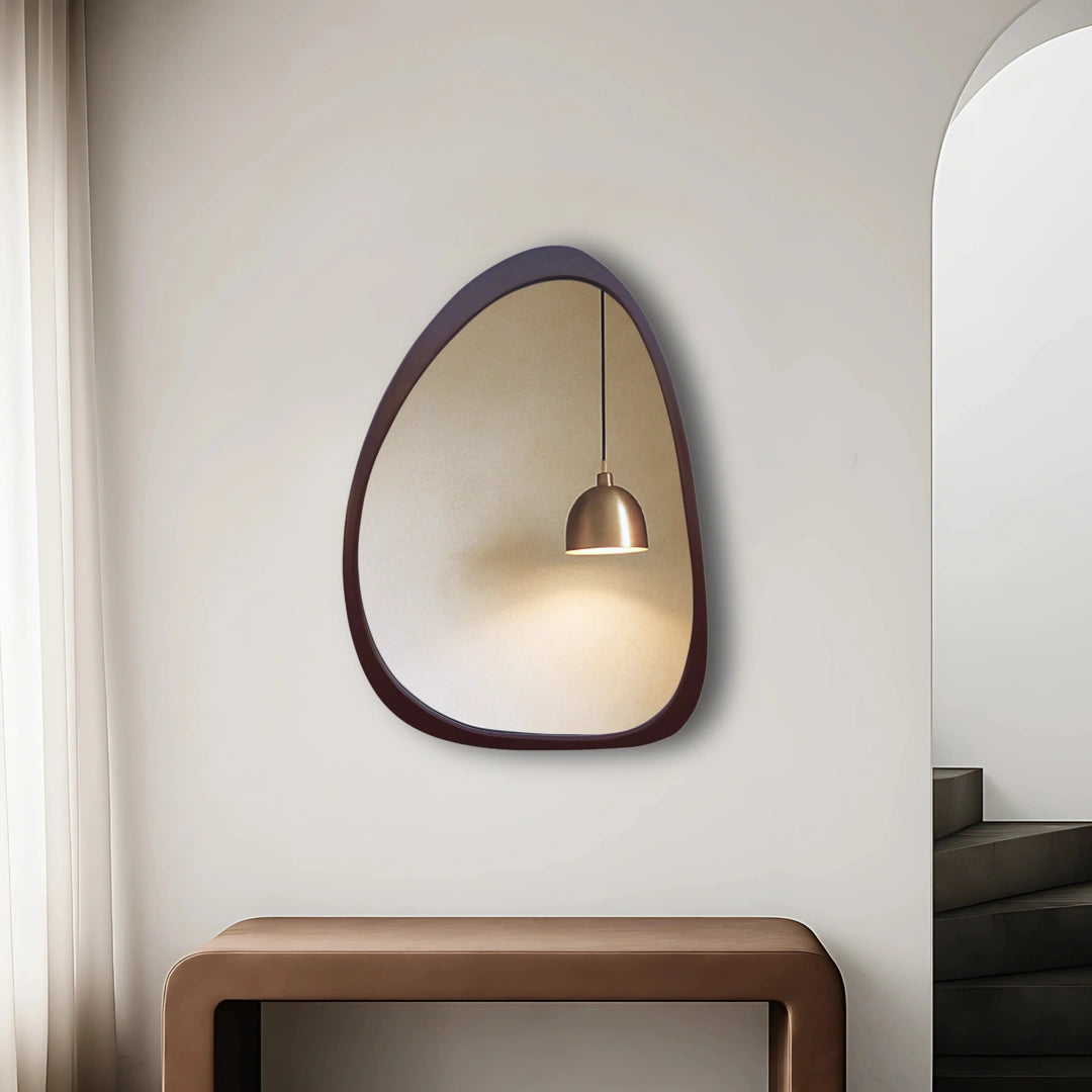 Asymmetrical Oval Mirror Mirror Interior Moderna Brown