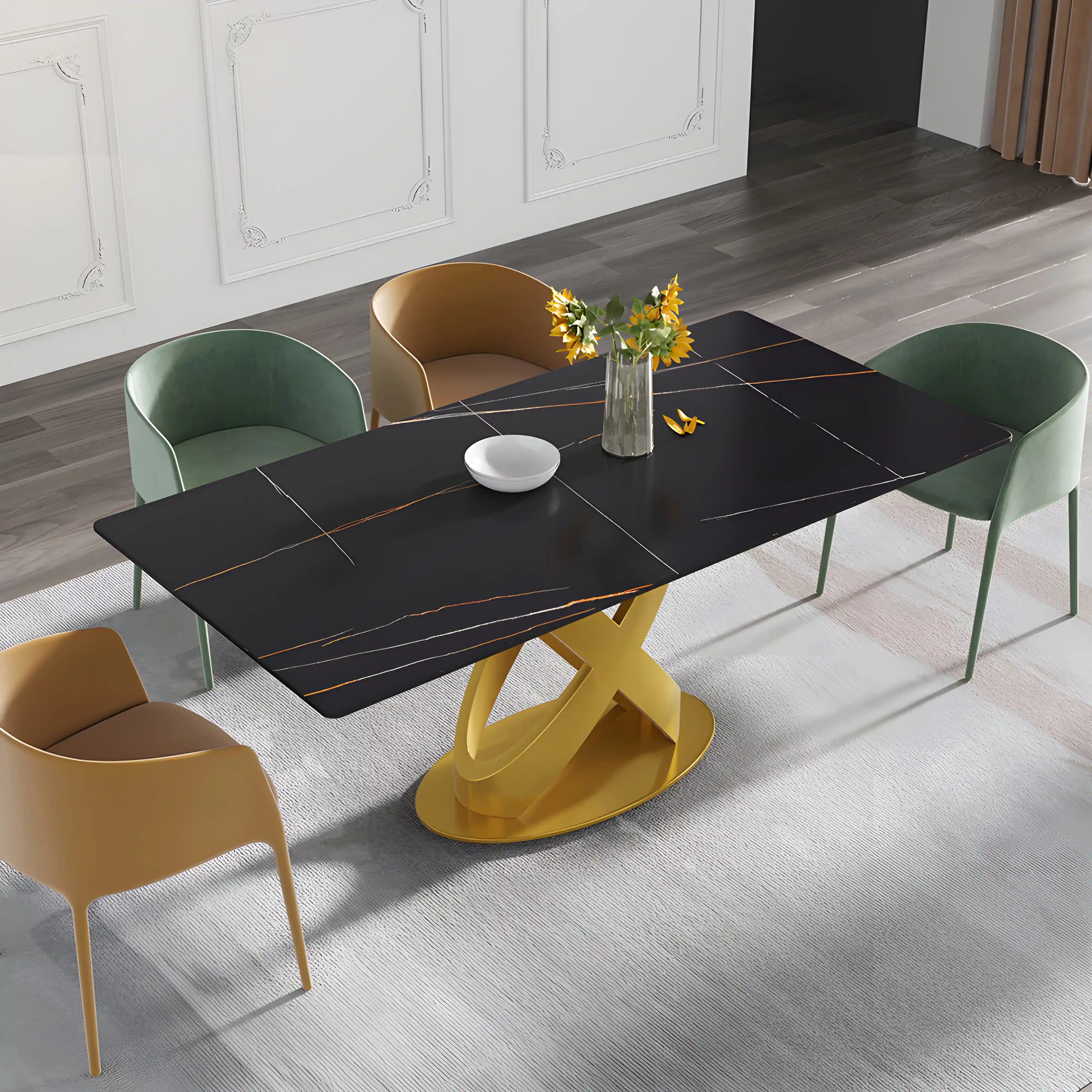 Valessa Cross Dining Table Table Interior Moderna Gold Black