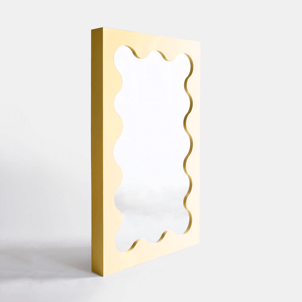 Wave Frame Mirror Mirror Interior Moderna Small Yellow