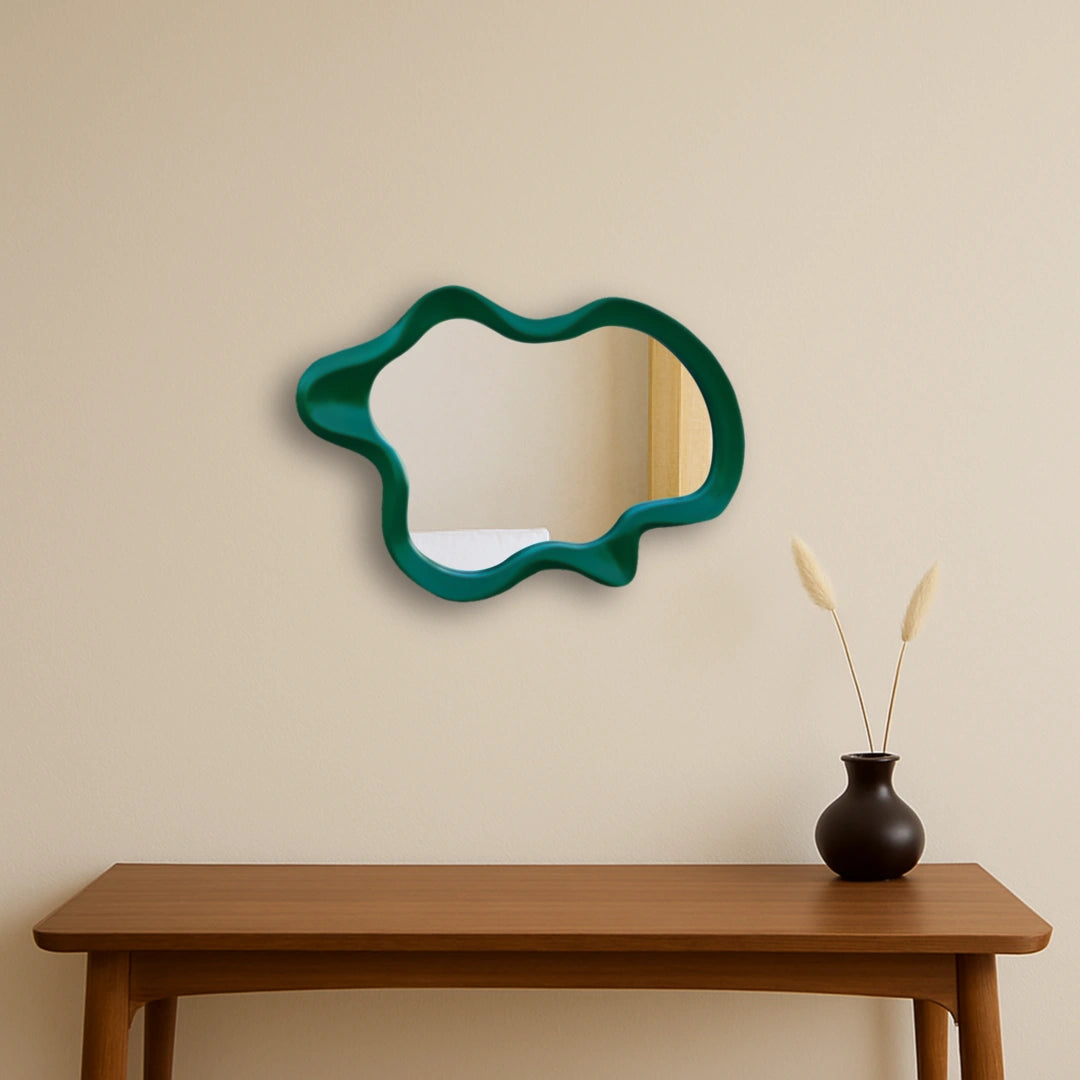 Irregular Wave Mirror Mirror Interior Moderna Green Medium