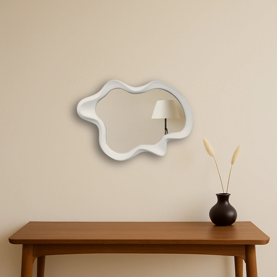 Irregular Wave Mirror Mirror Interior Moderna White Medium