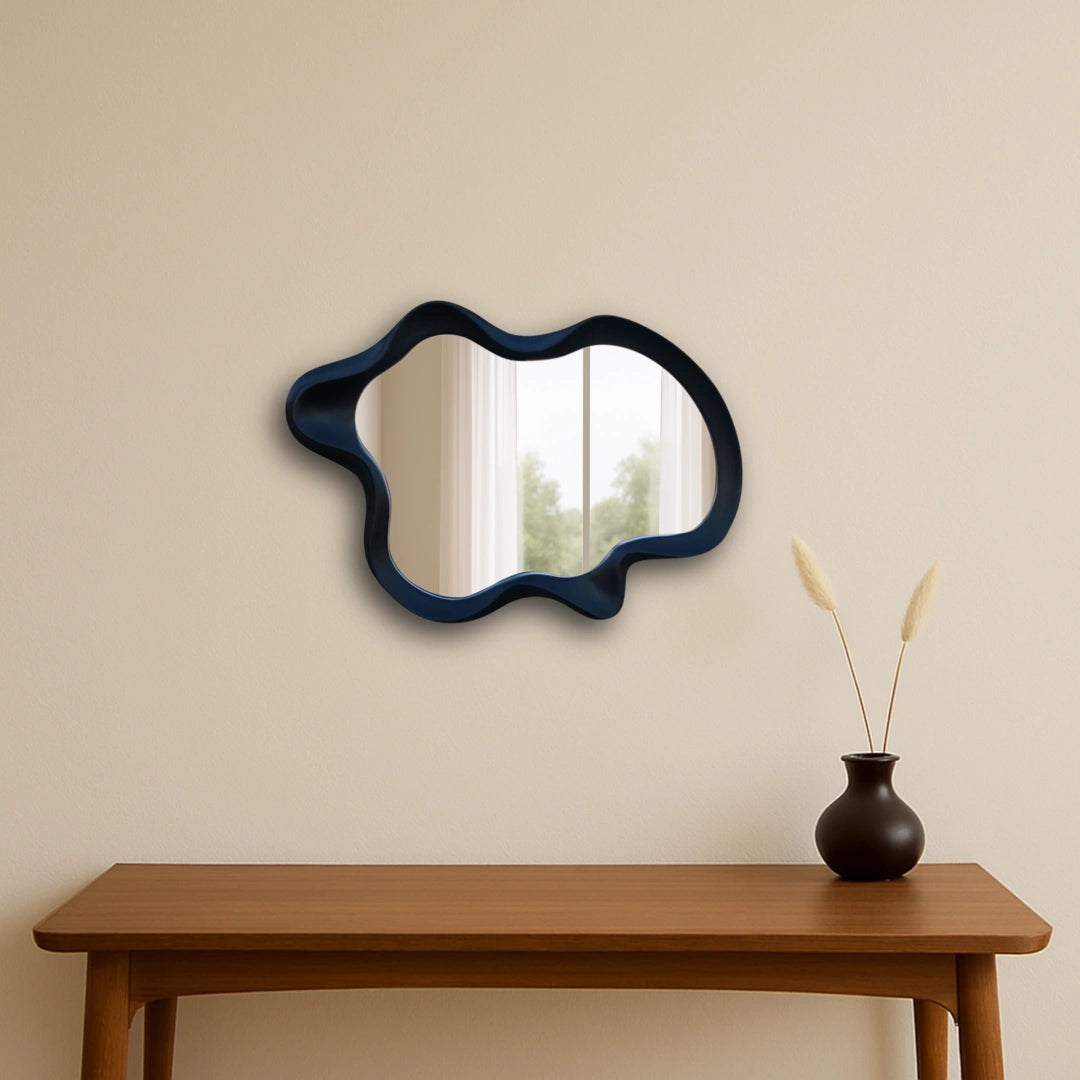 Irregular Wave Mirror Mirror Interior Moderna Black Medium