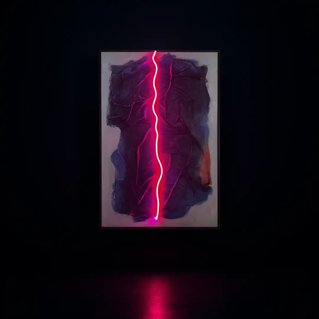 Neon Crease Wall Art Interior Moderna Red