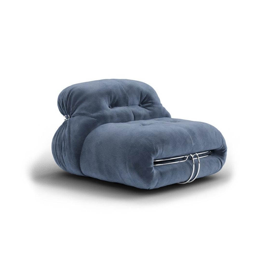 Soriana Single Sofa Interior Moderna Denim Blue Velvet