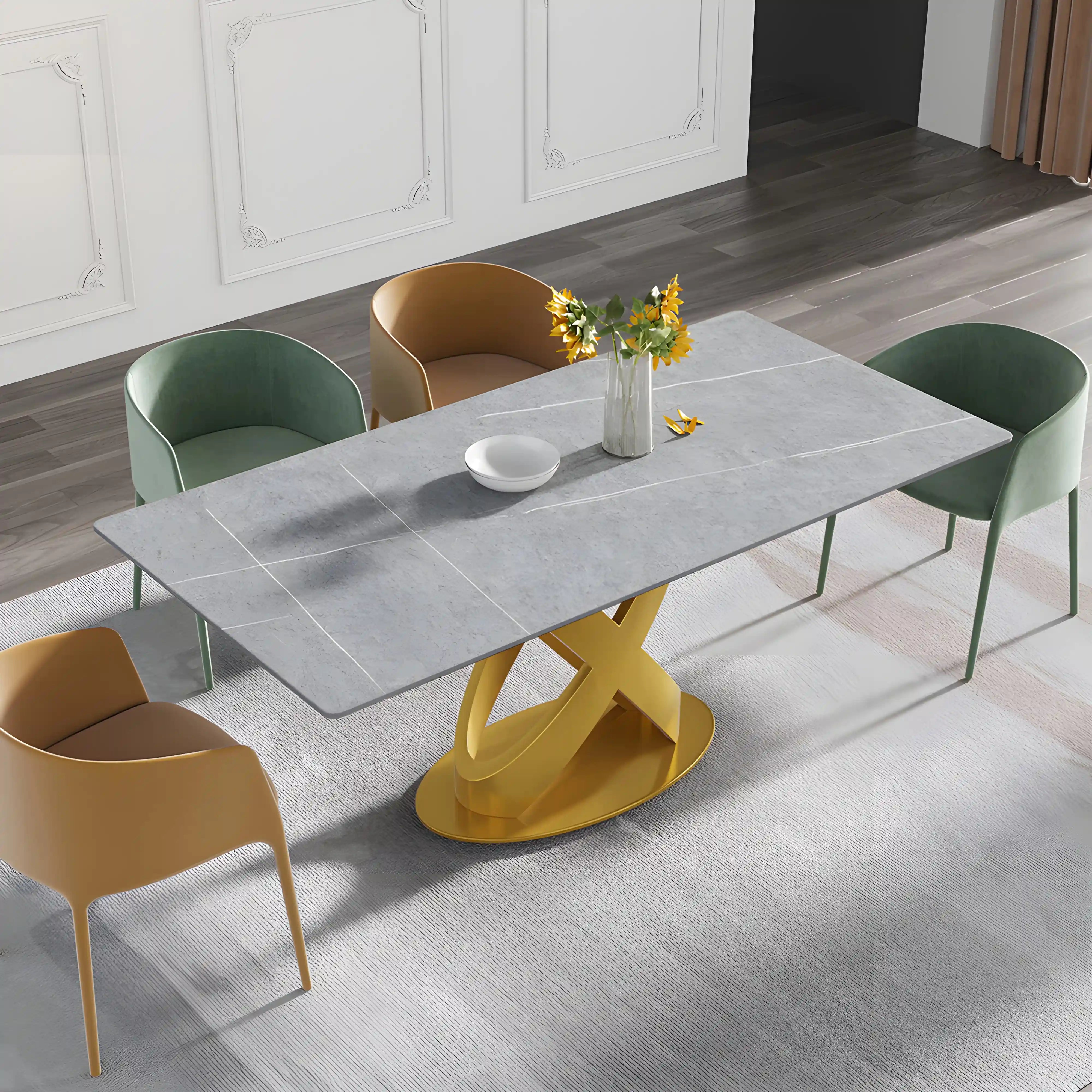 Valessa Cross Dining Table Table Interior Moderna Gold Gray