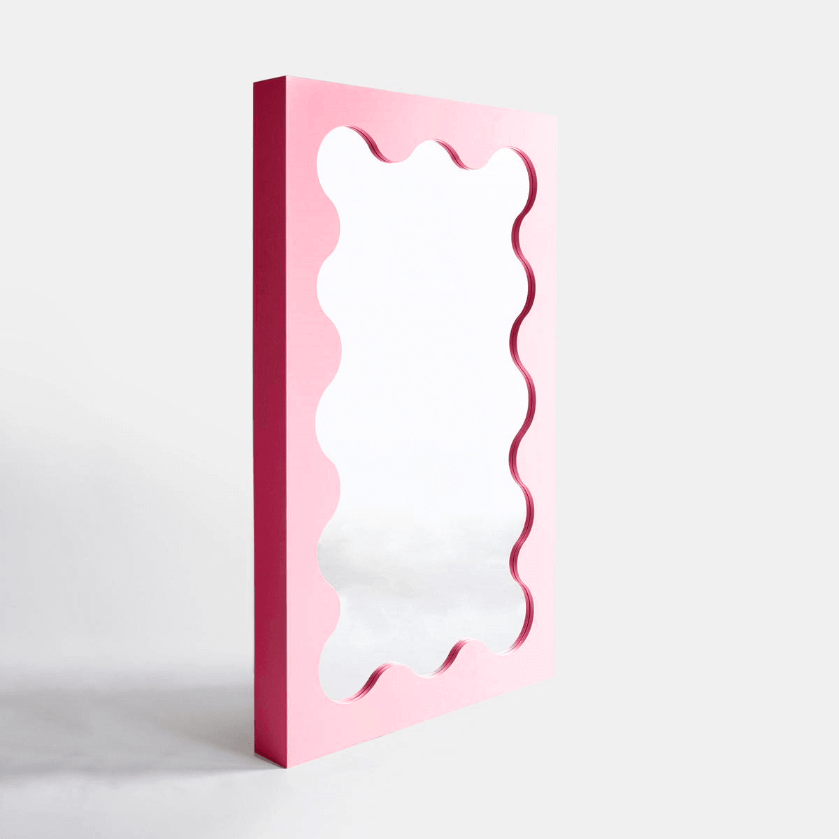 Wave Frame Mirror Mirror Interior Moderna Small Pink