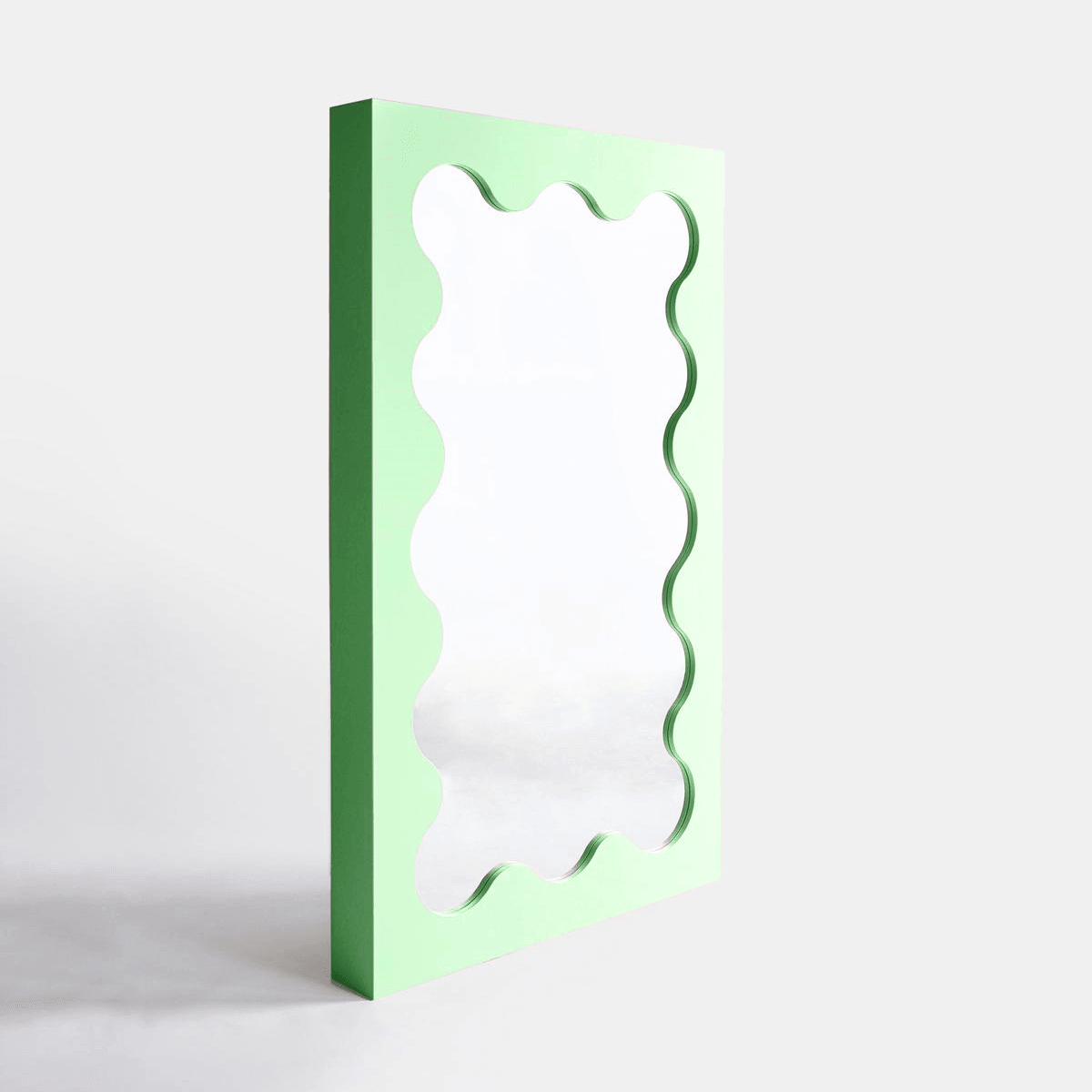 Wave Frame Mirror Mirror Interior Moderna Small Green
