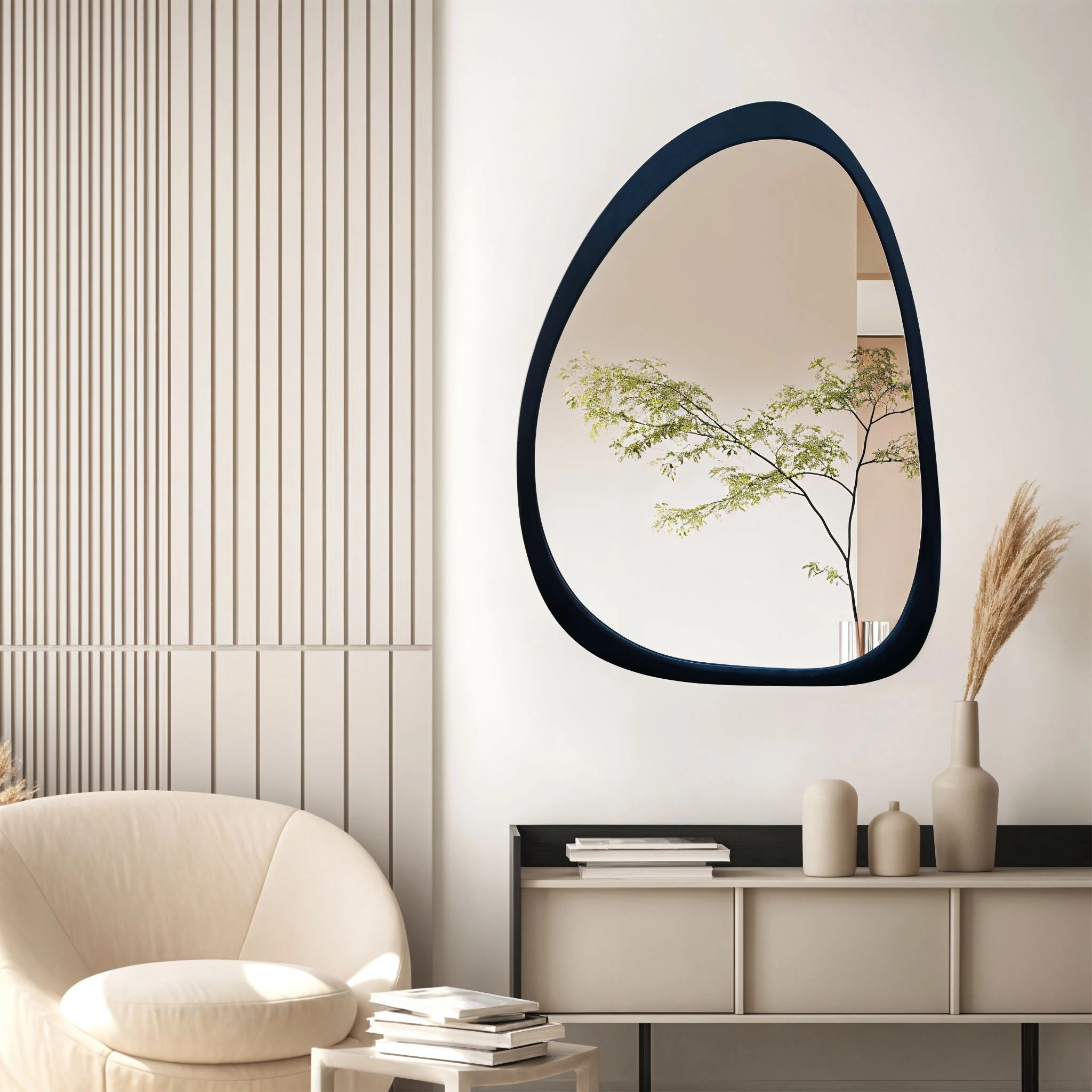 Asymmetrical Oval Mirror Mirror Interior Moderna Black