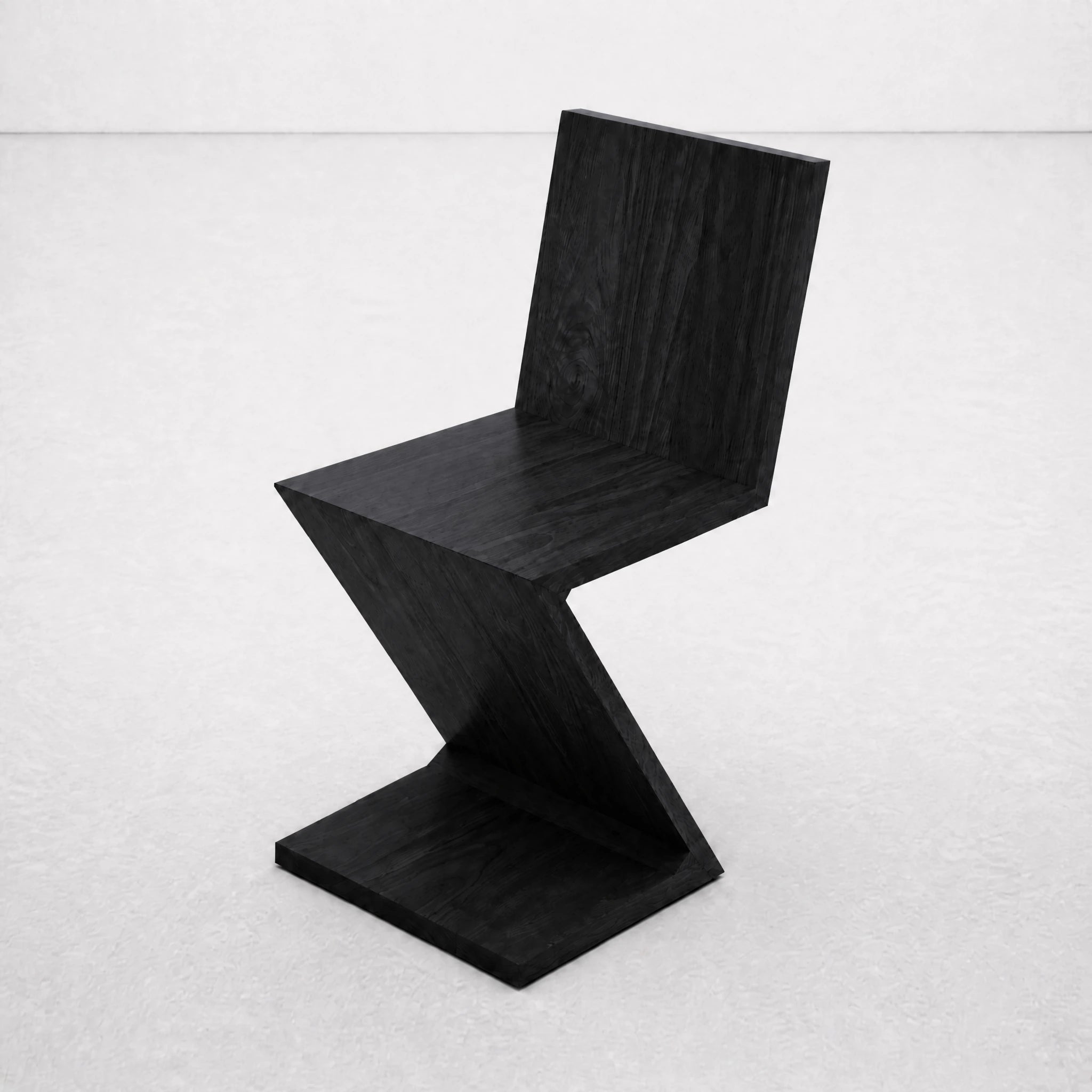 Black Zig Zag Chair detail of the folded plane joinery