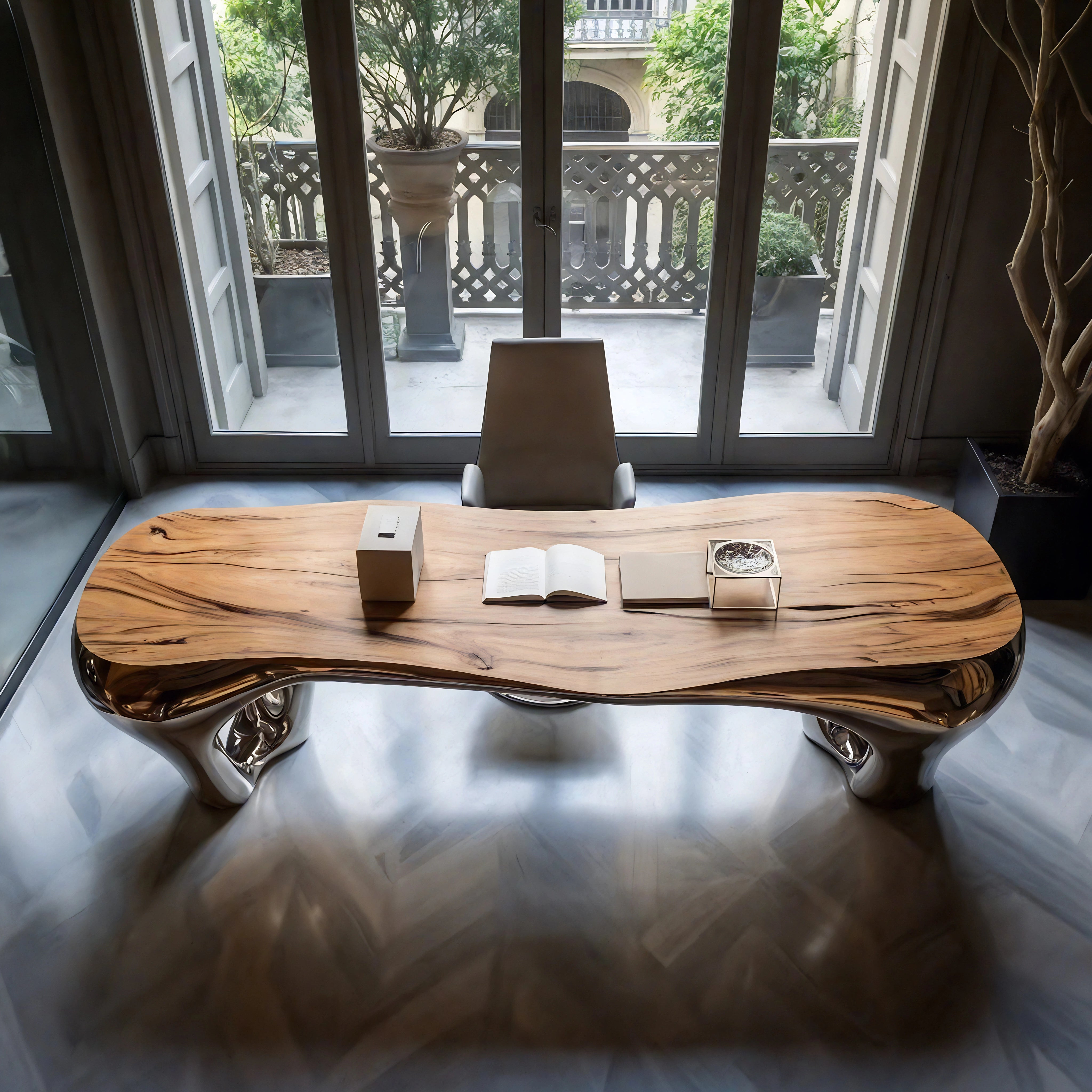 Chrome Mirage Desk Table Interior Moderna