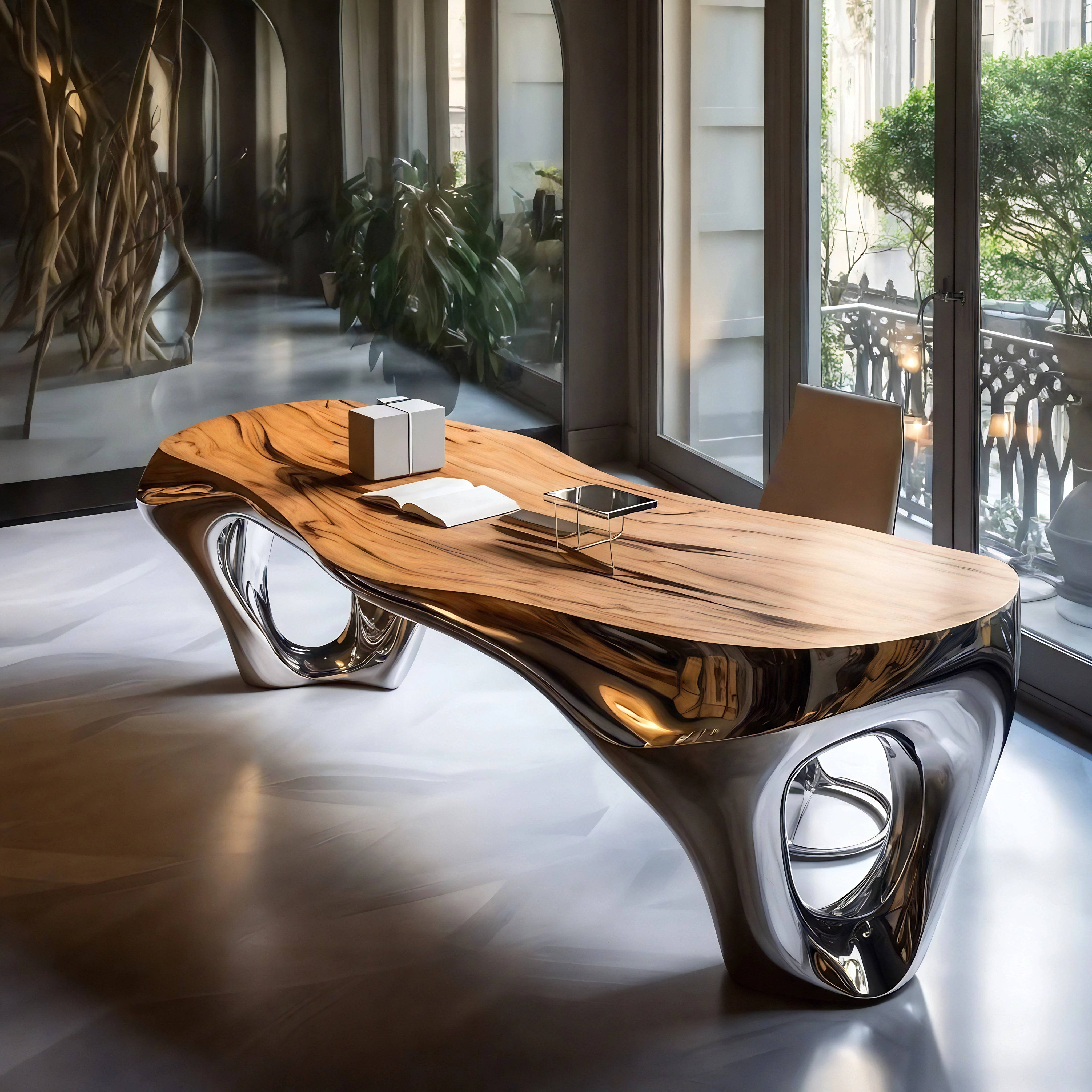 Chrome Mirage Desk Table Interior Moderna