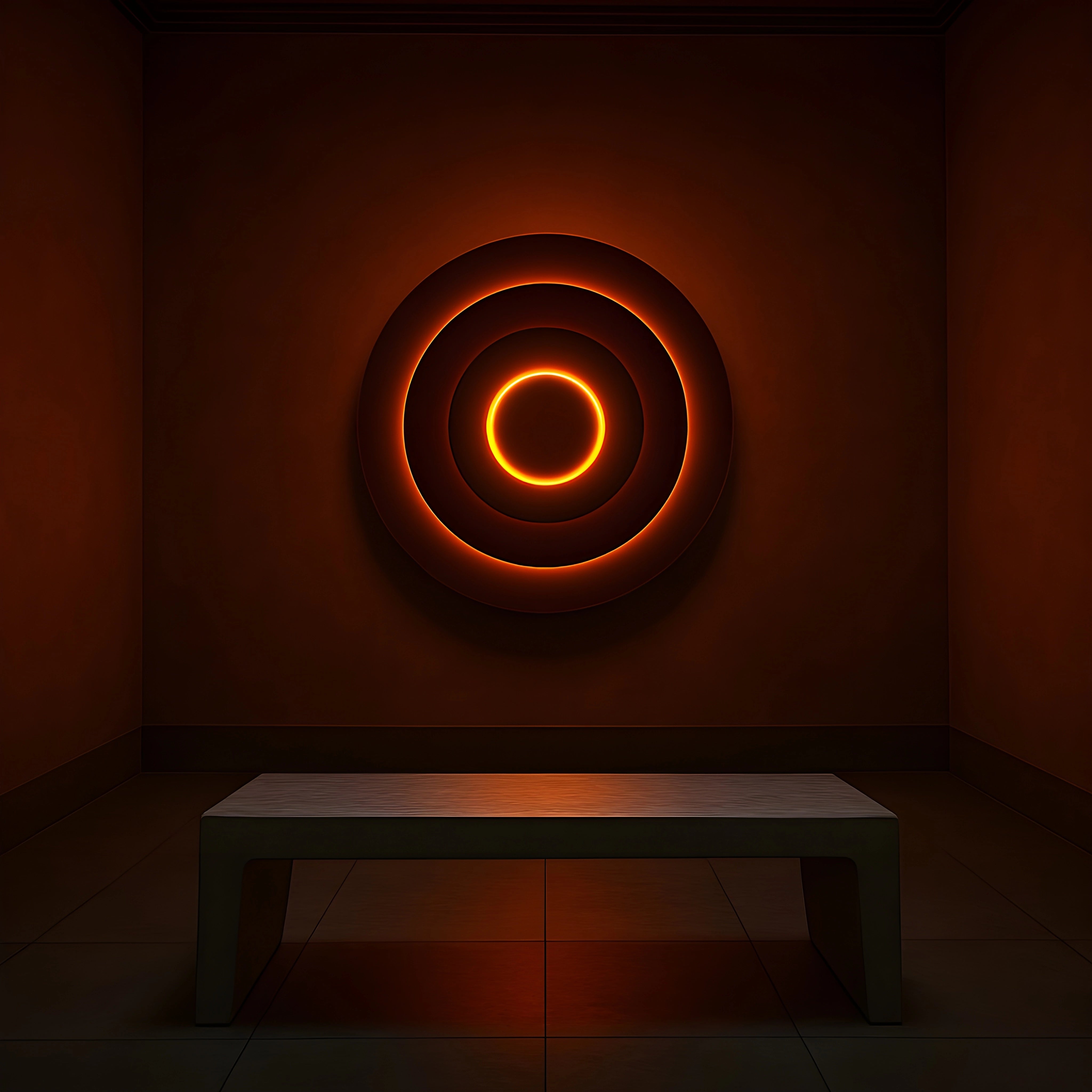 Triple Eclipse Radiance Wall Art Interior Moderna Orange Regular