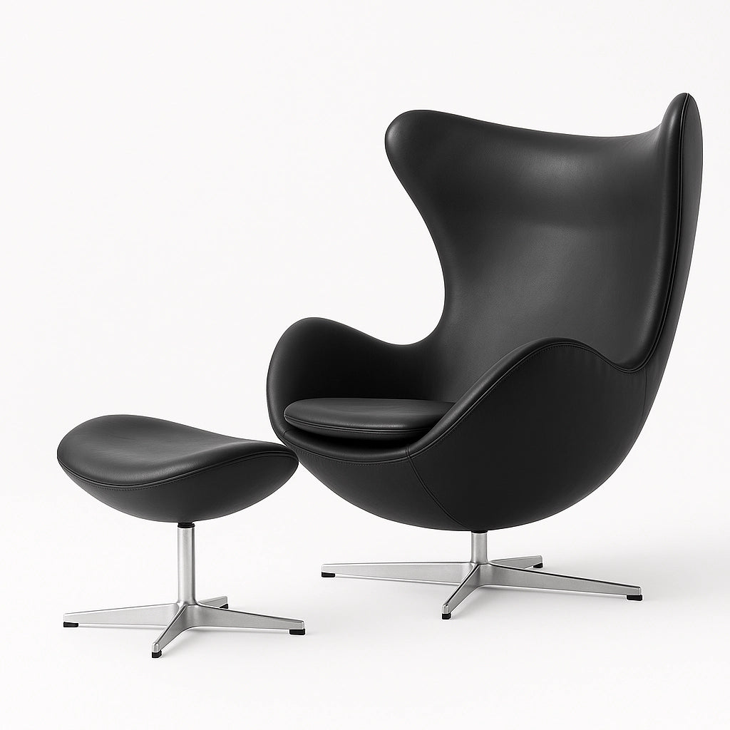 Egg Chair + Ottoman Chair Interior Moderna Black