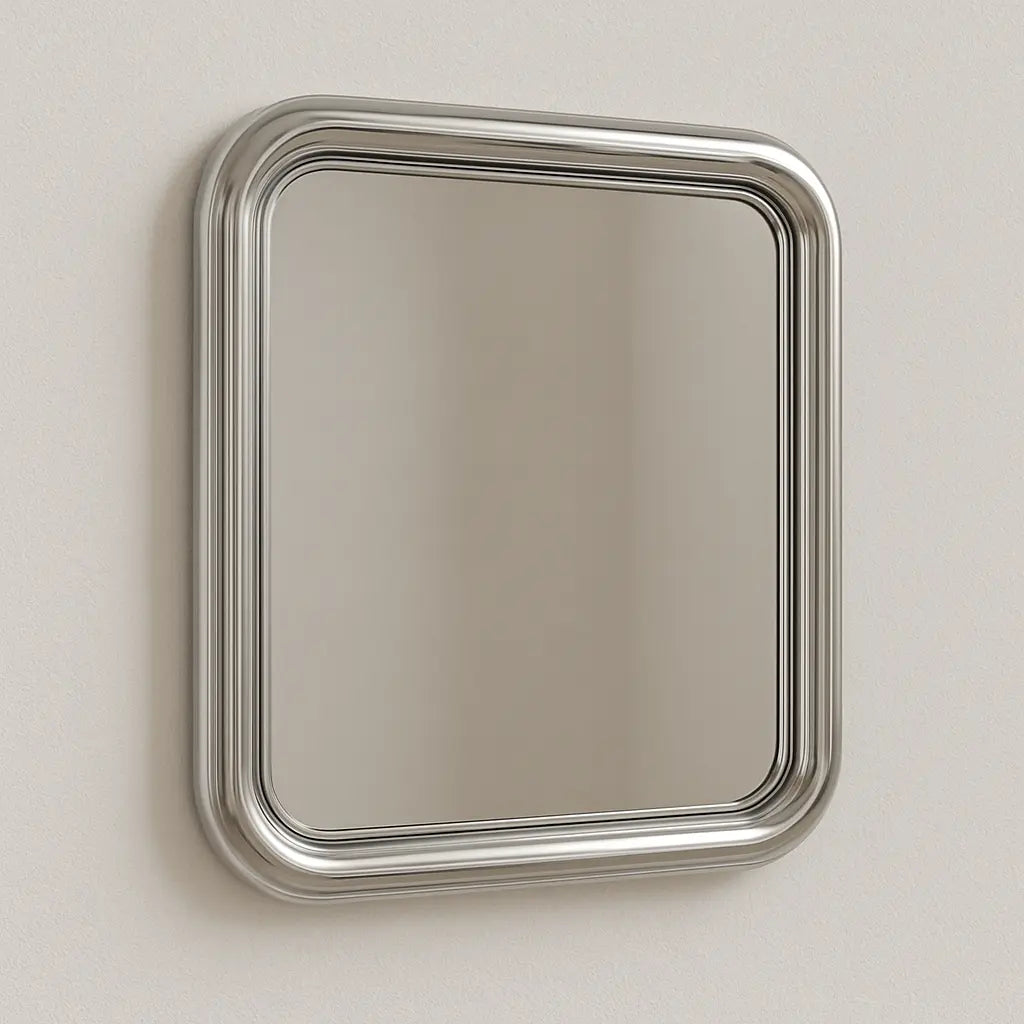 Chrome Bold Square Mirror Mirror Interior Moderna