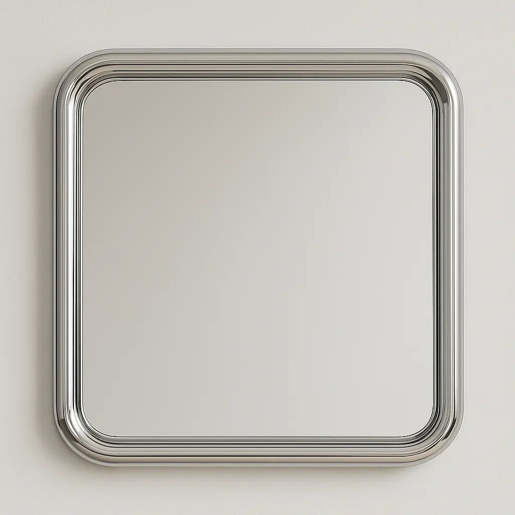 Chrome Bold Square Mirror Mirror Interior Moderna