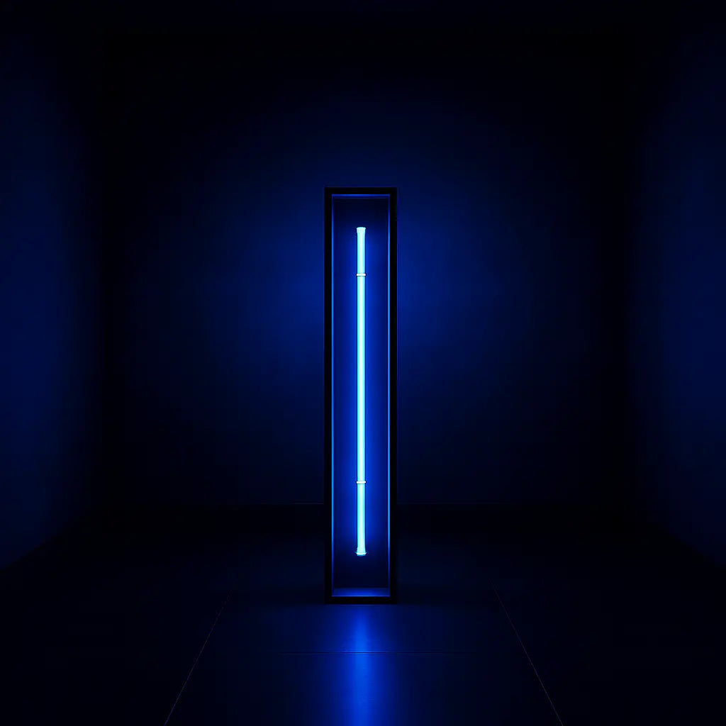 Redwood Radiance Lamp | Tall LED Strip Wooden Lamp Lamp Interior Moderna Blue