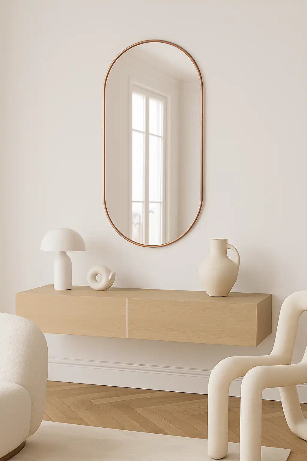 Oval Metal Mirror Mirror Interior Moderna