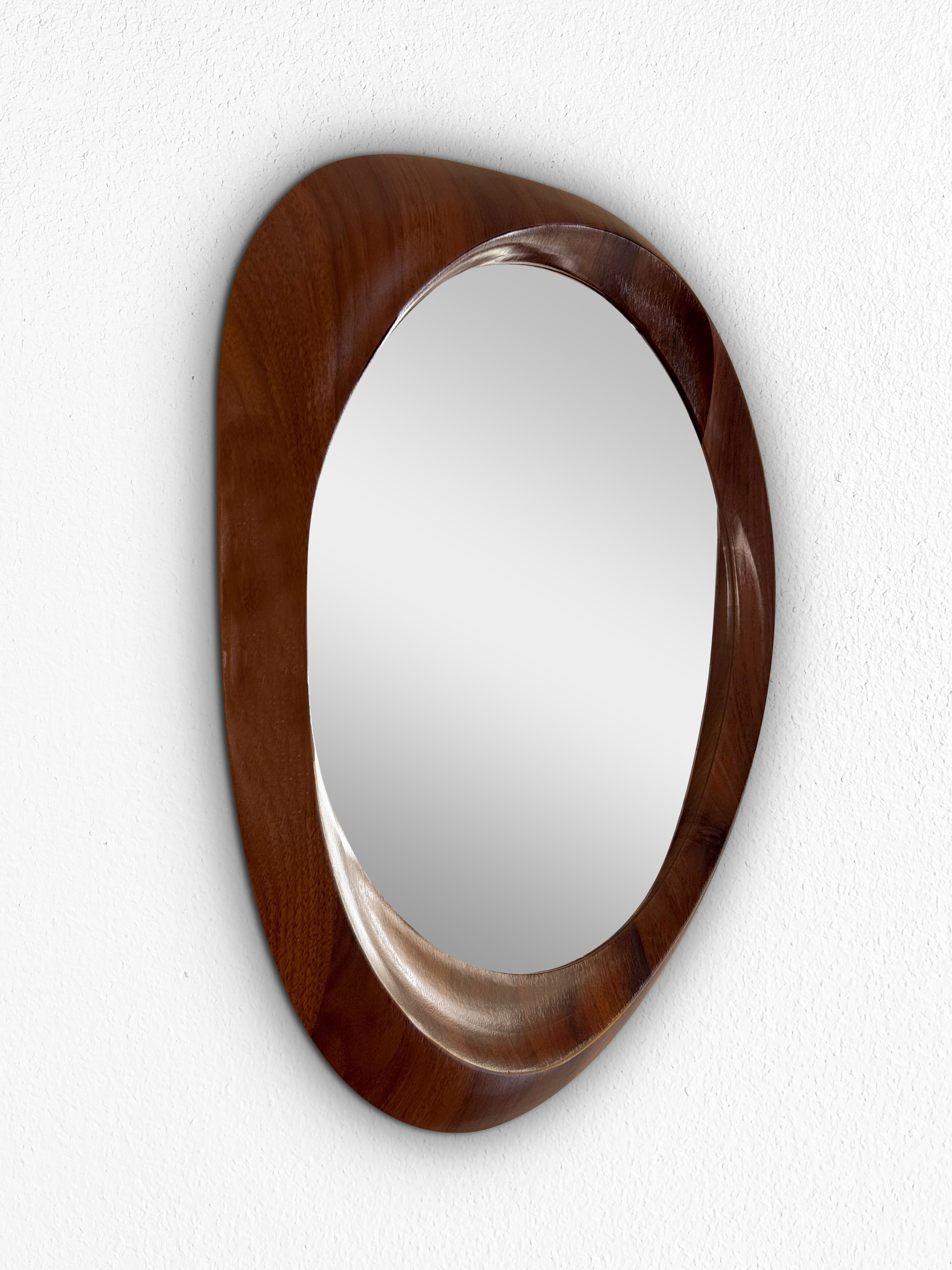 Woodworked Elegance Irregular Round Mirror Mirror Interior Moderna