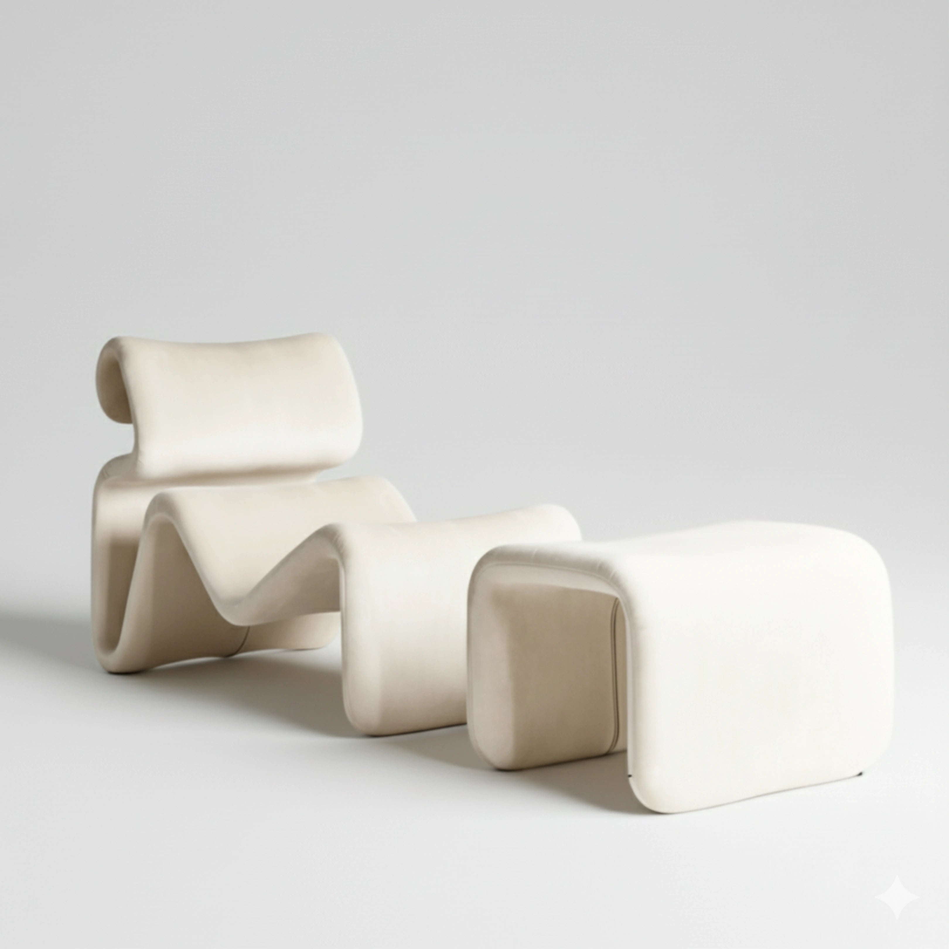 Etcetera Lounge Chair Chair Interior Moderna With Ottoman Off-White