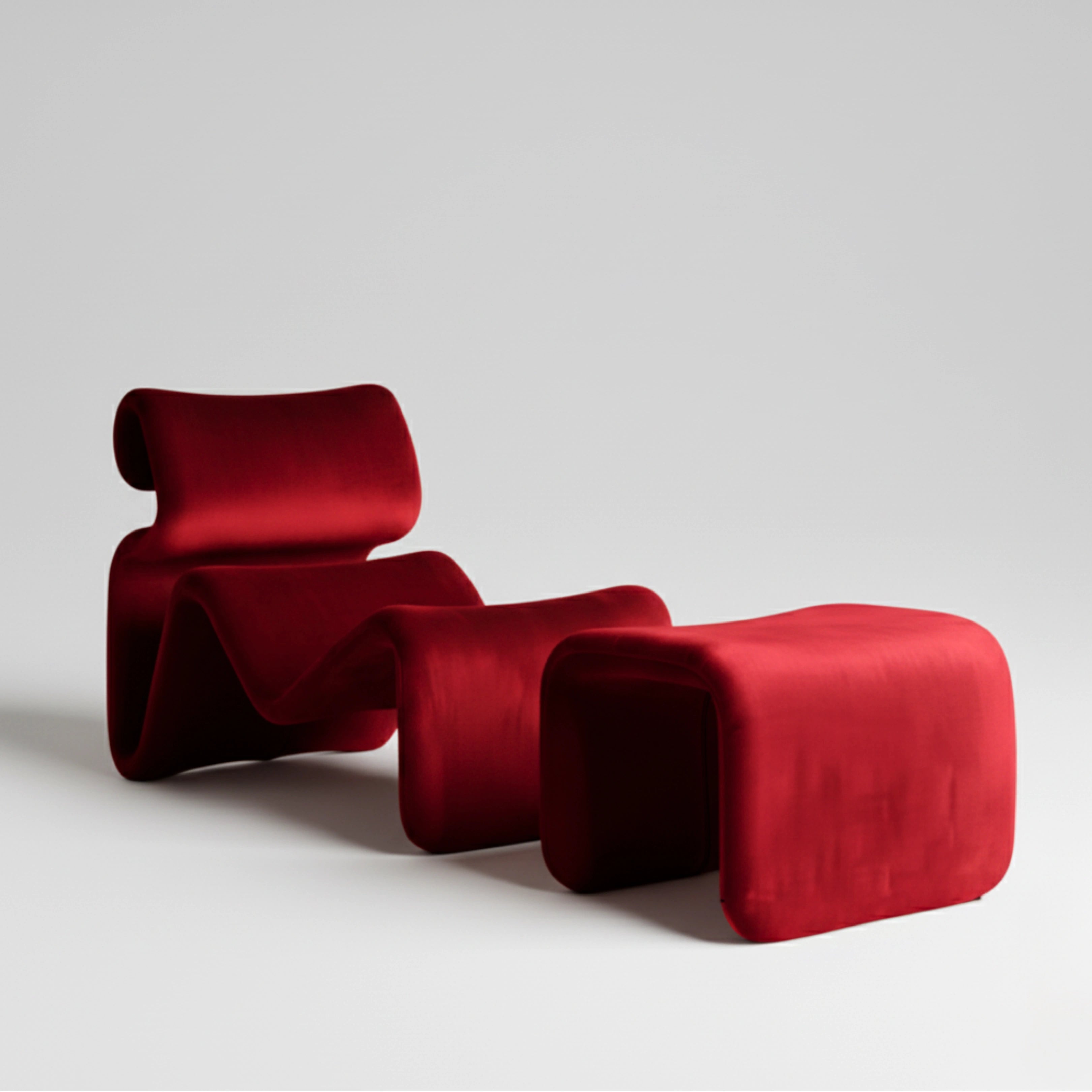 Etcetera Lounge Chair Chair Interior Moderna With Ottoman Ruby Red