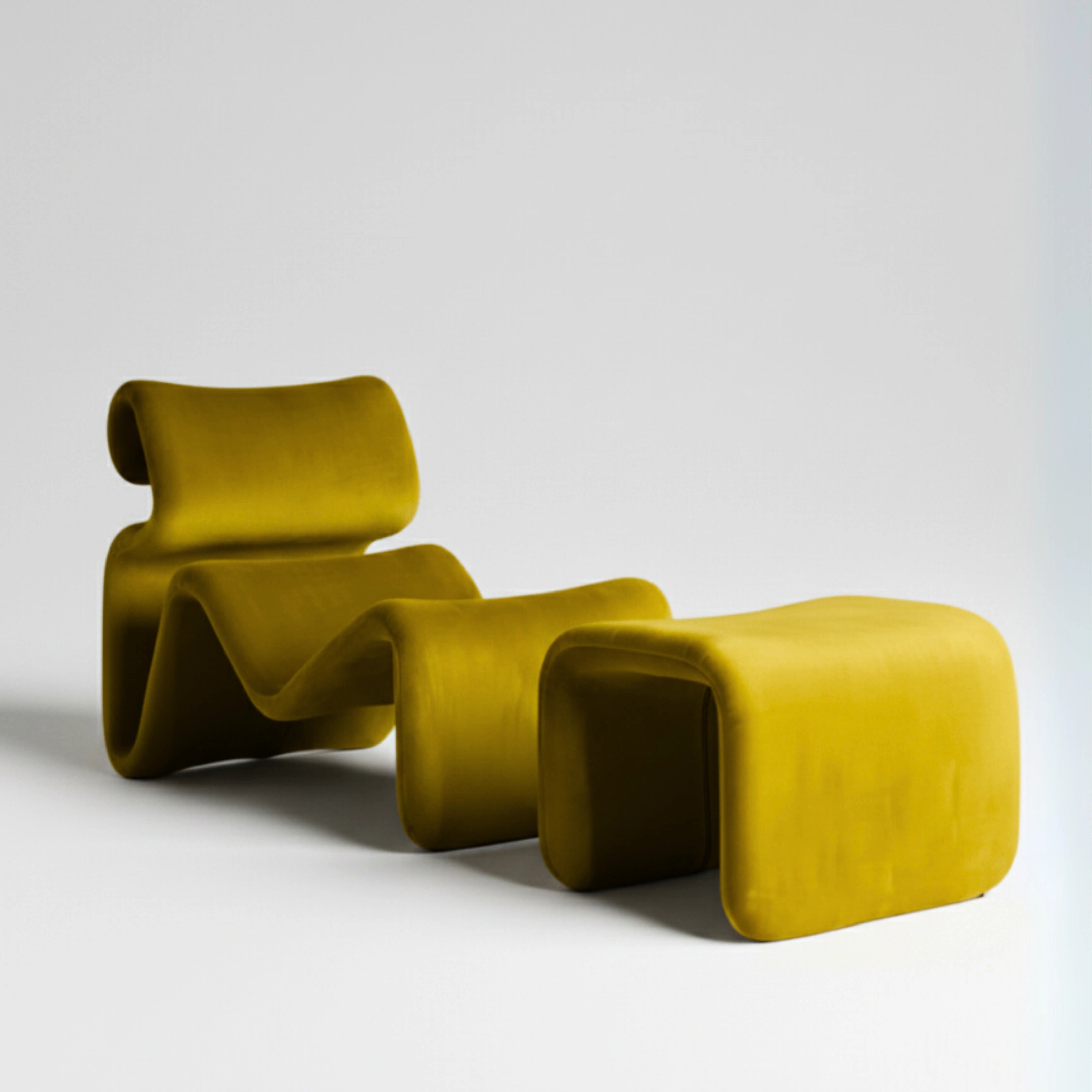 Etcetera Lounge Chair Chair Interior Moderna With Ottoman Turmeric Yellow