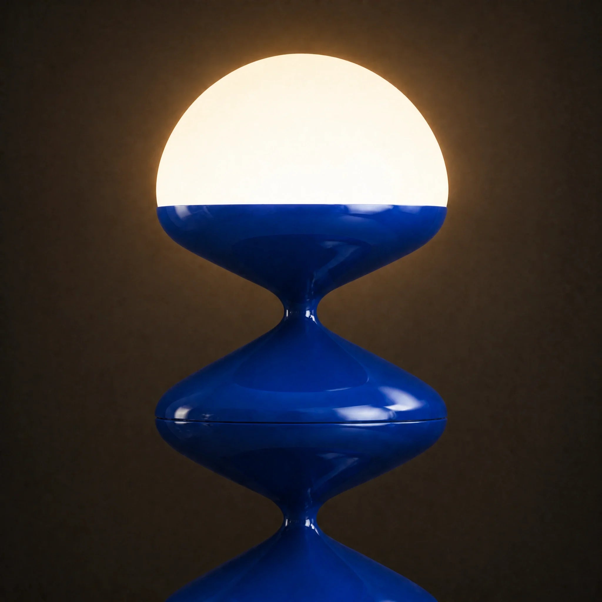 Blue gourd floor lamp with stacked metal discs and frosted dome — view 6