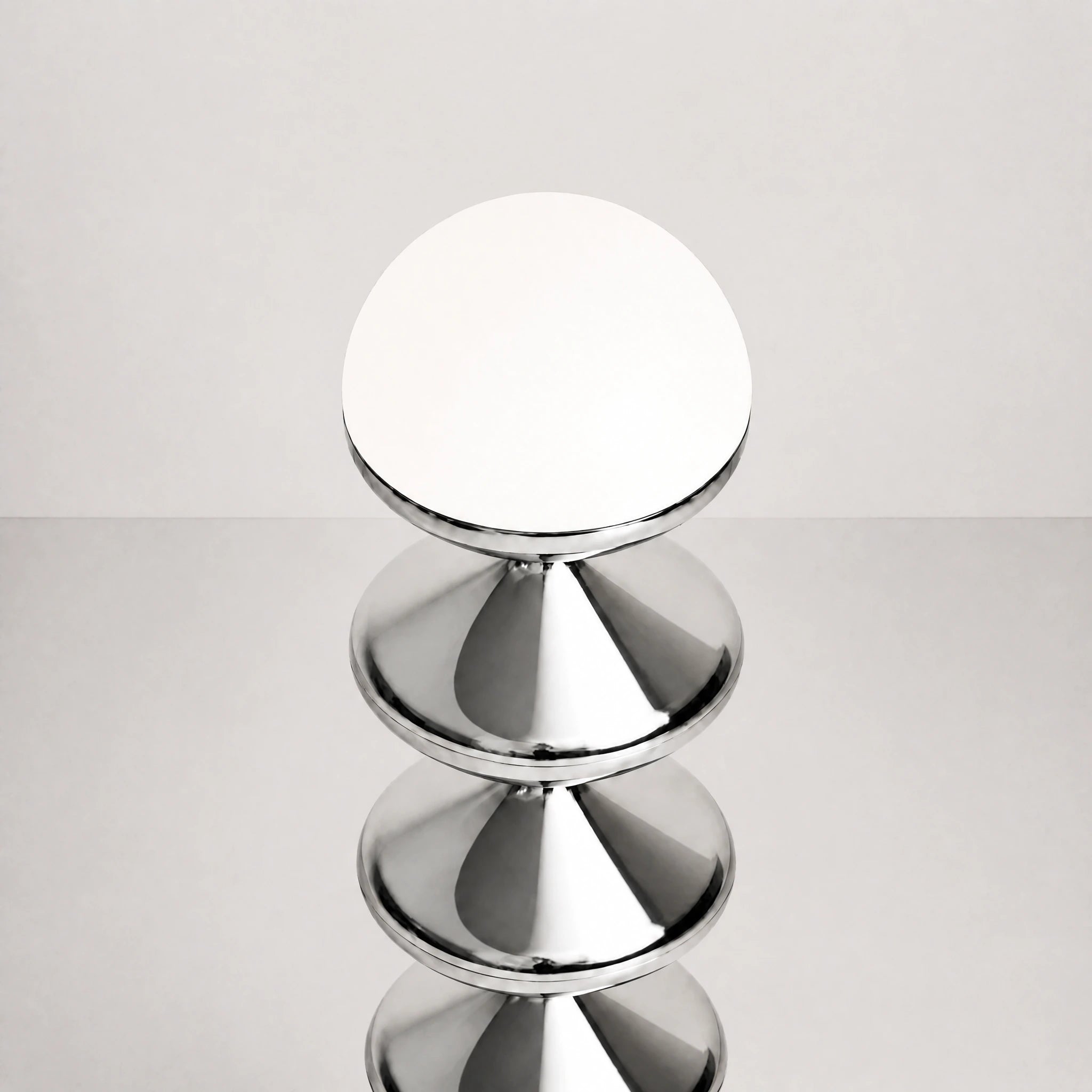 Chrome silver gourd floor lamp with stacked metal discs and frosted dome — view 4