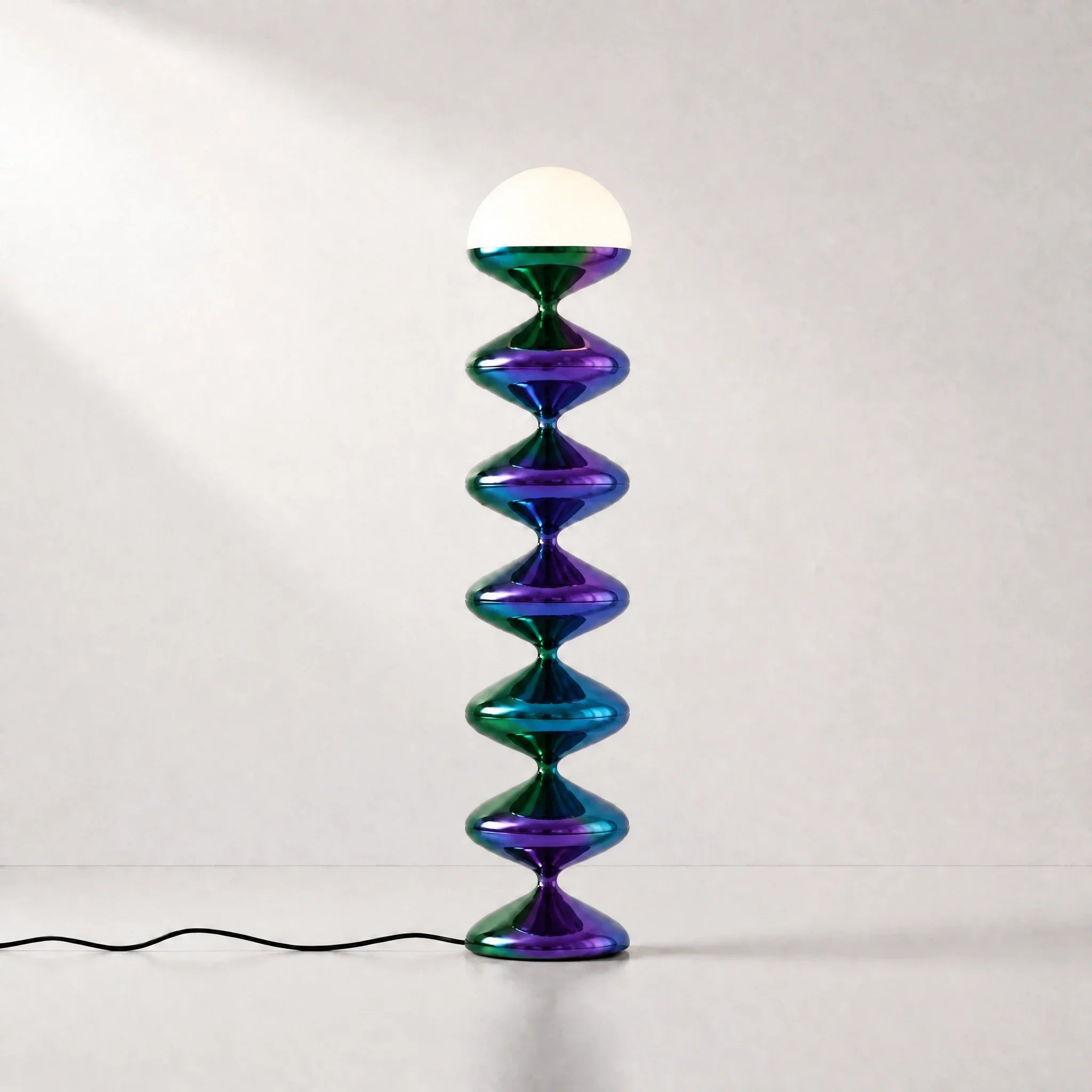 Aurora Prism gourd floor lamp with stacked metal discs and frosted dome — view 2