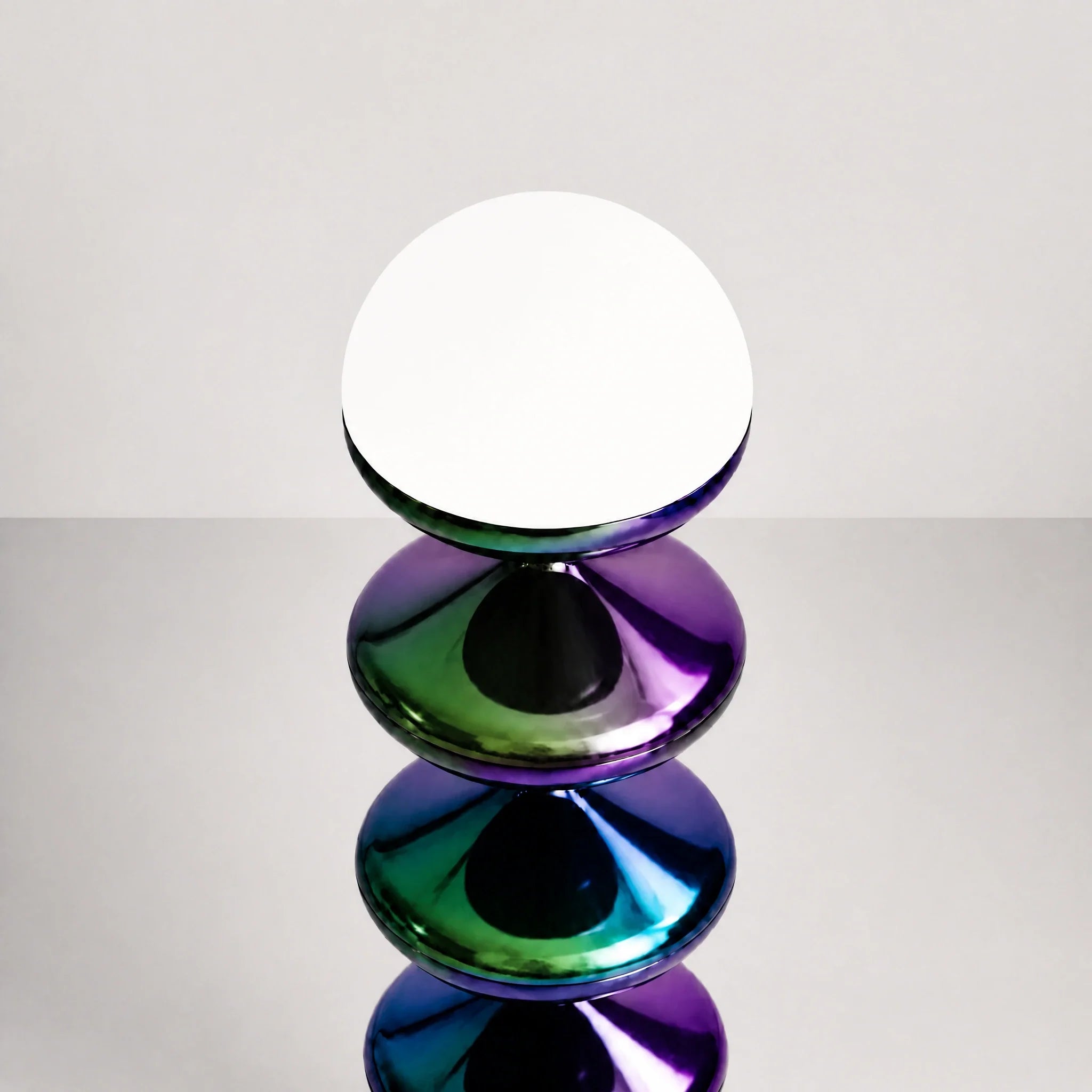 Aurora Prism gourd floor lamp with stacked metal discs and frosted dome — view 5