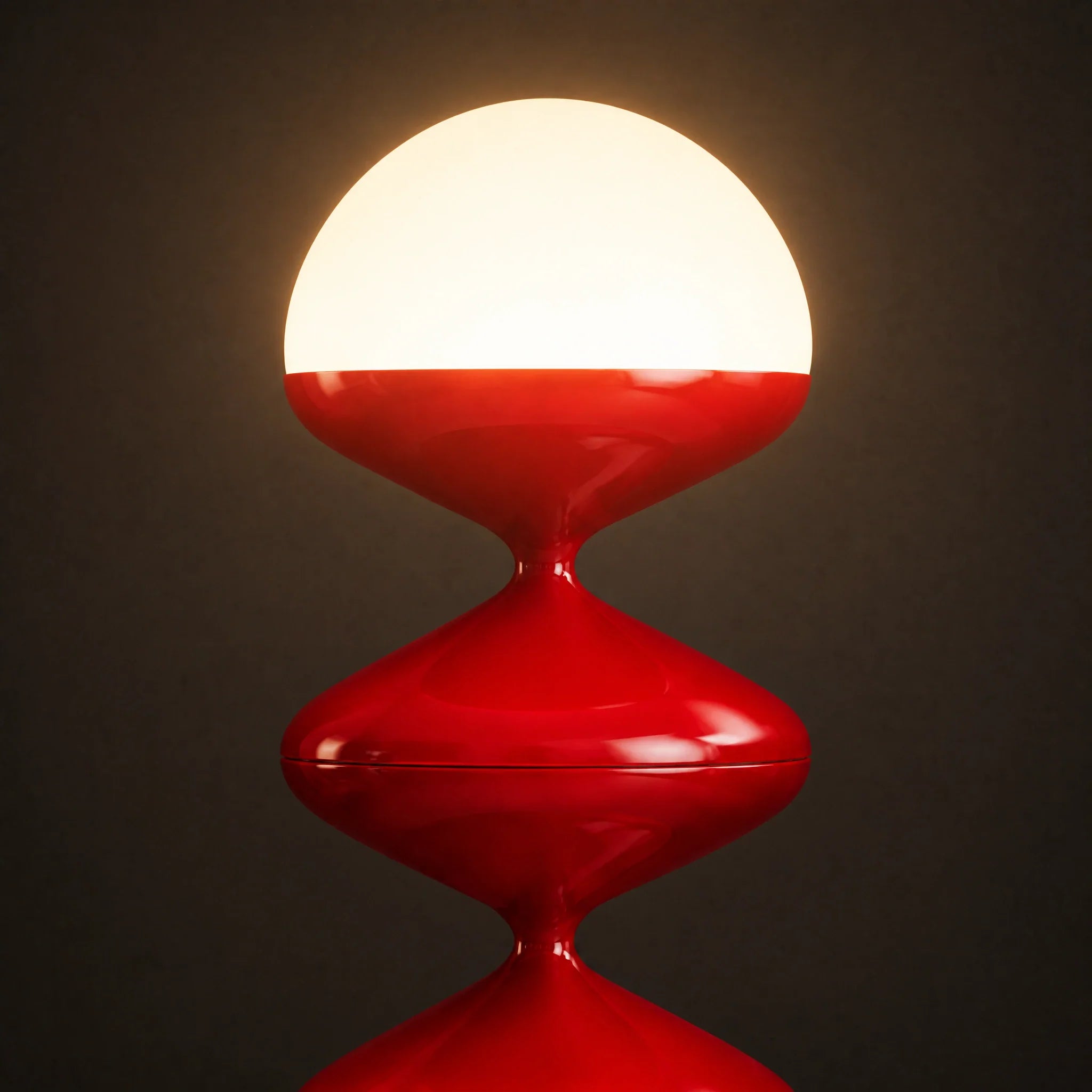 Couture Red gourd floor lamp with stacked metal discs and frosted dome — view 5