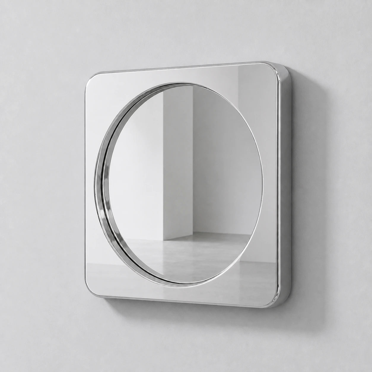 Rounded Square Mirror | Silver Mirror Interior Moderna