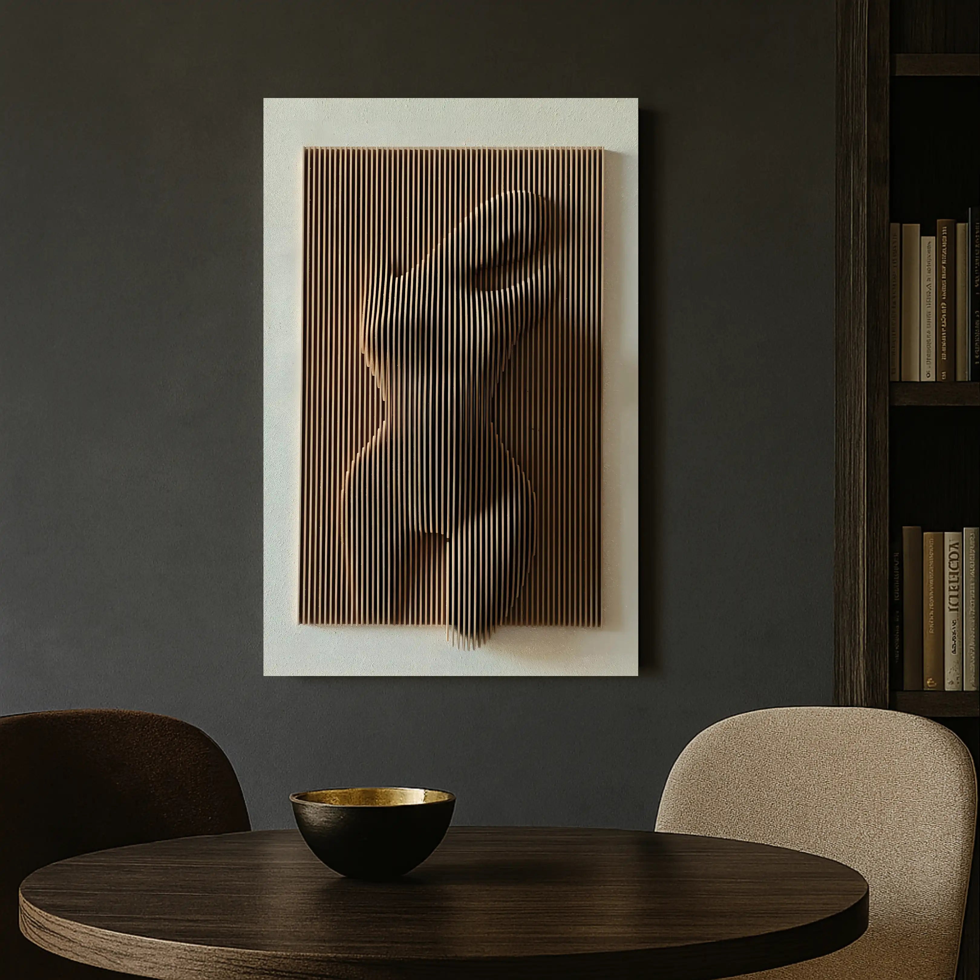 Naked Elegance | Parametric Wood Carving Wall Art Interior Moderna