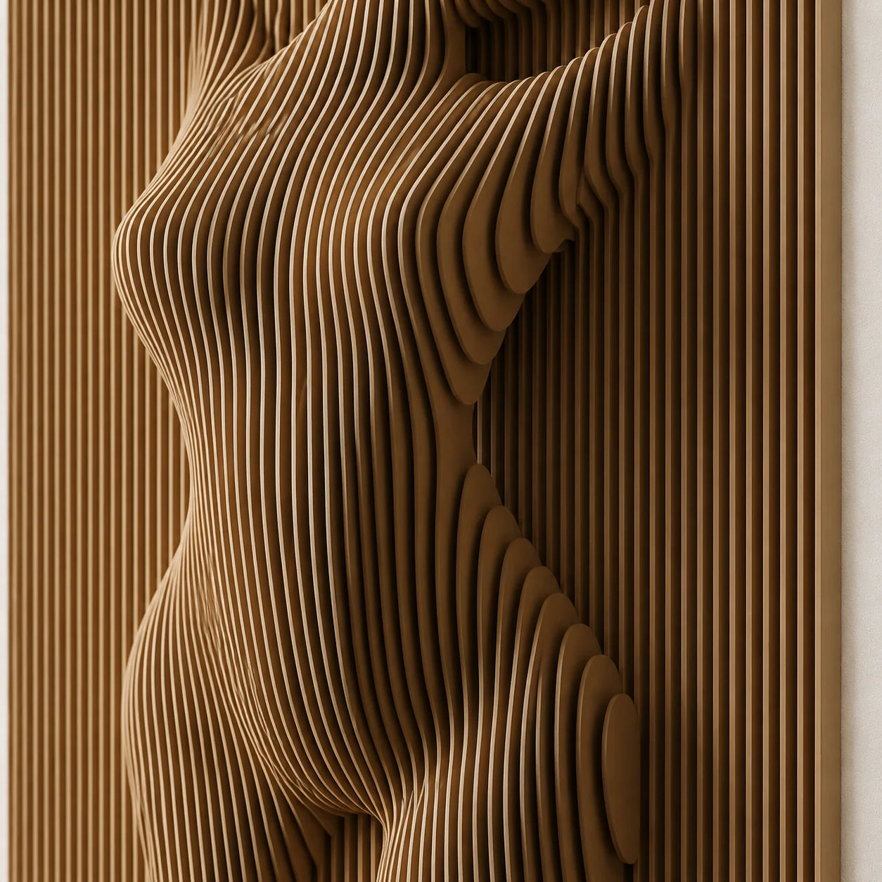 Naked Elegance | Parametric Wood Carving Wall Art Interior Moderna