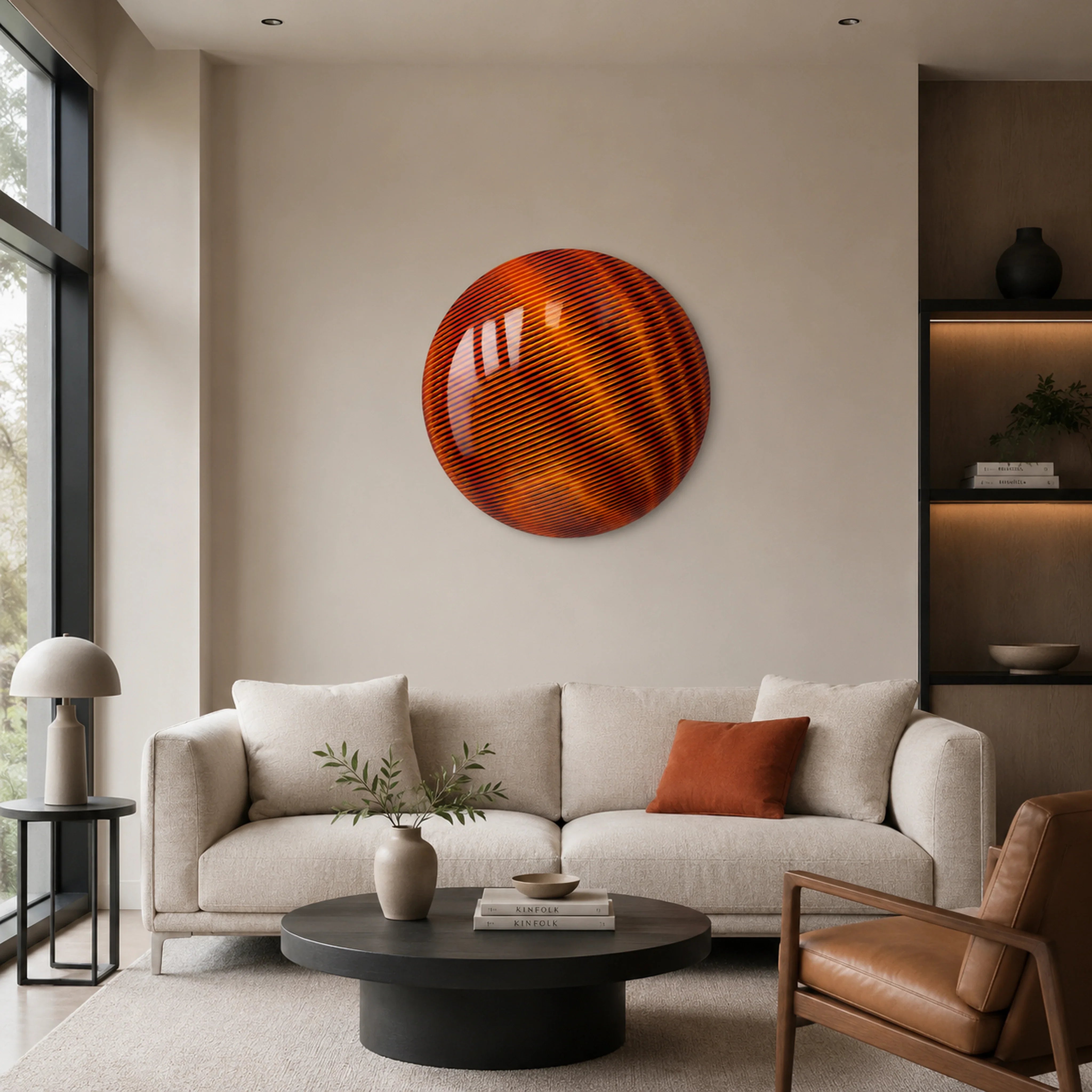 Linear Shift | Obsidian Ember Wall Art Interior Moderna