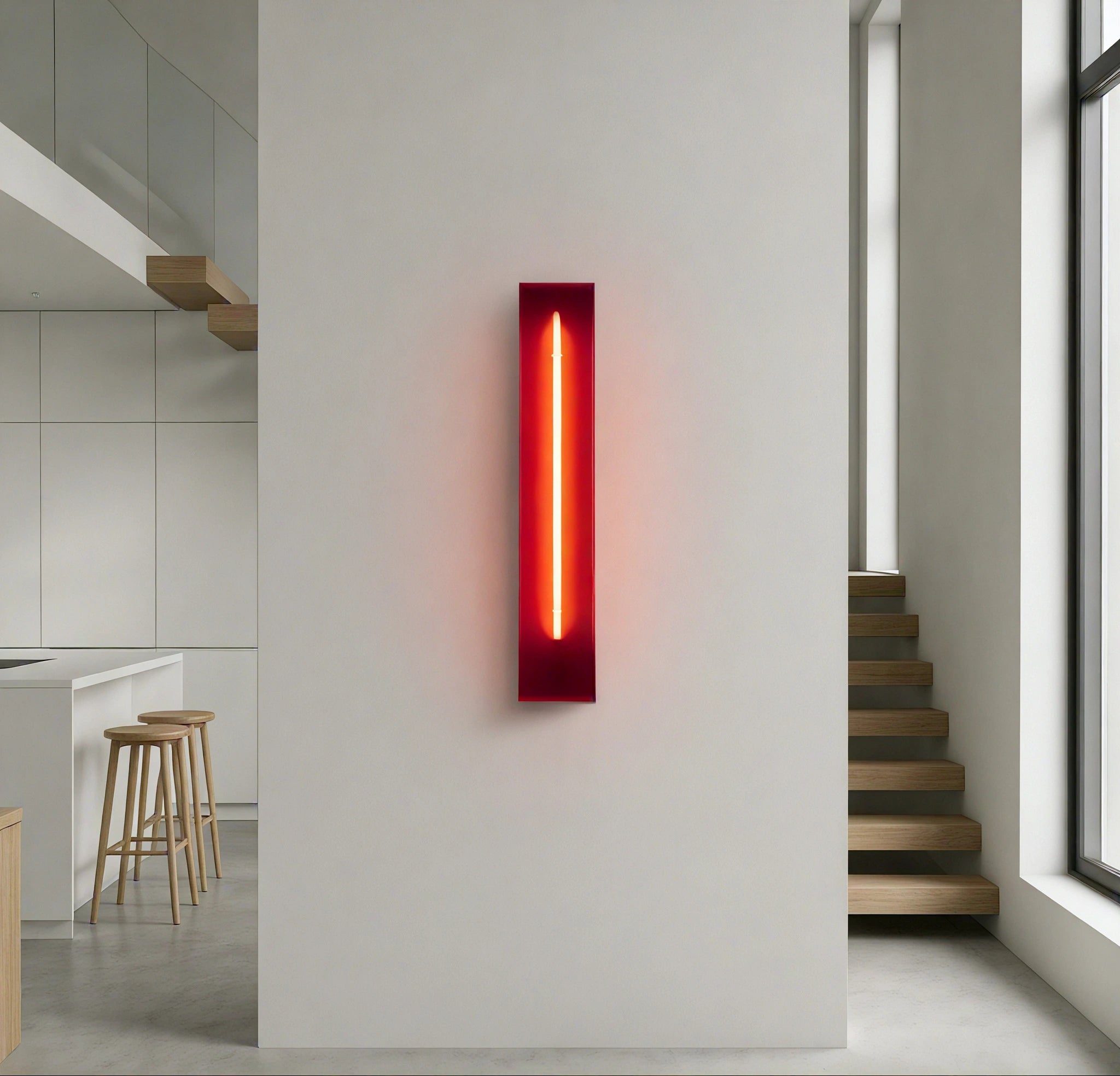 Redwood Radiance Lamp | Tall LED Strip Wooden Lamp Lamp Interior Moderna