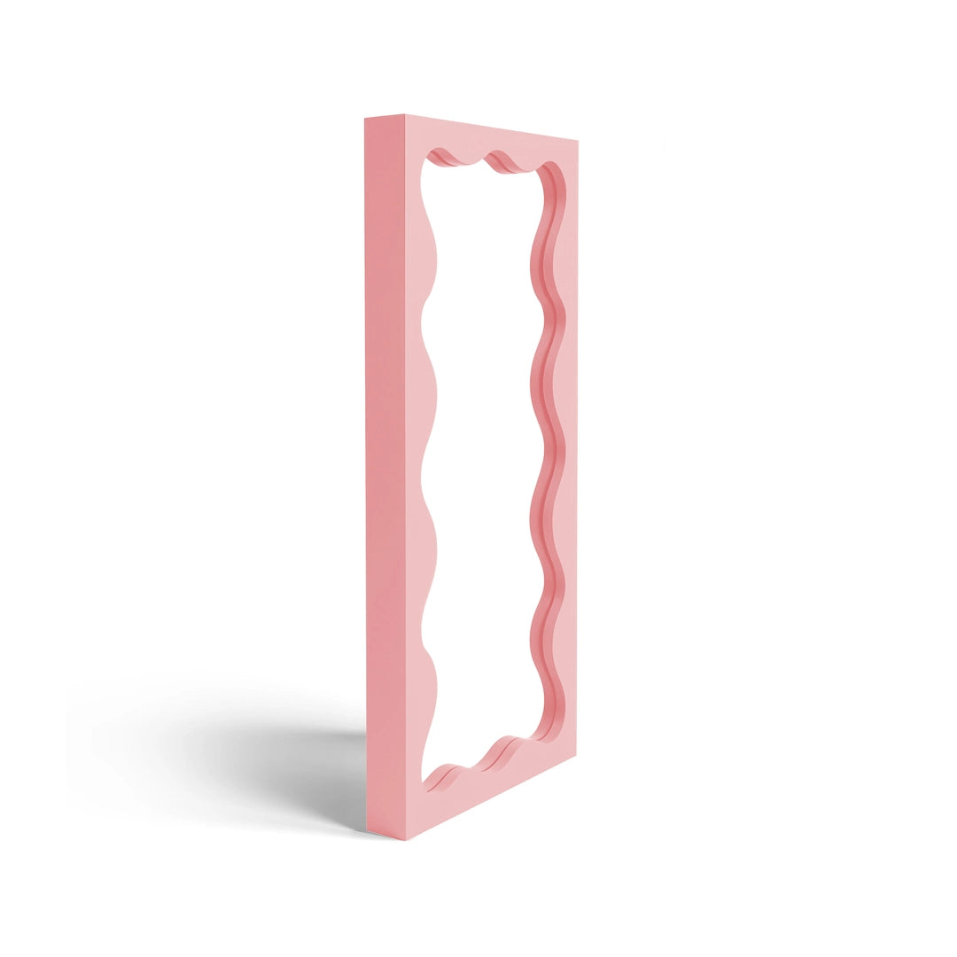 Wave Frame Mirror Mirror Interior Moderna Medium Pink