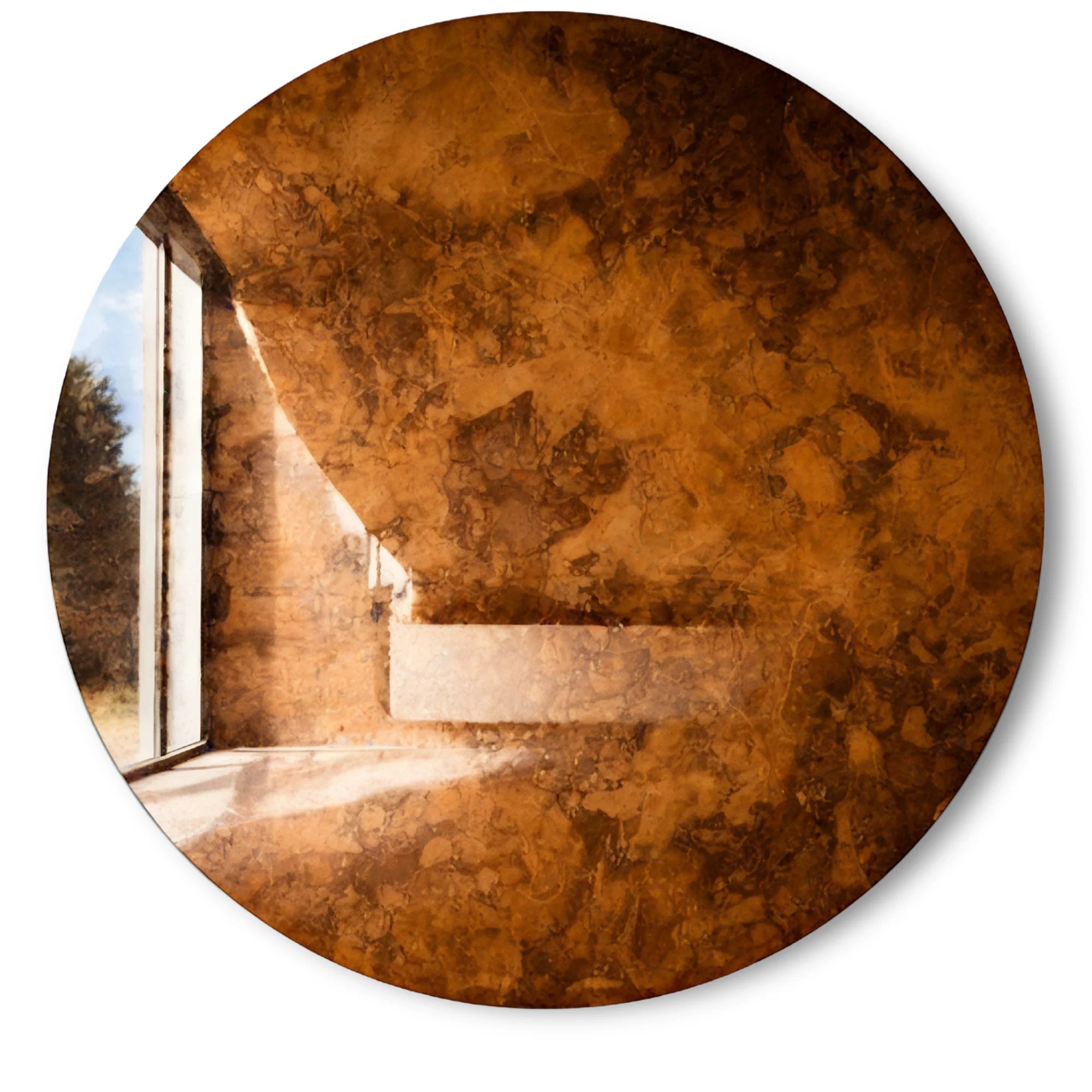 Antiqued Round Mirror | Aurelia Dusk Mirror Interior Moderna