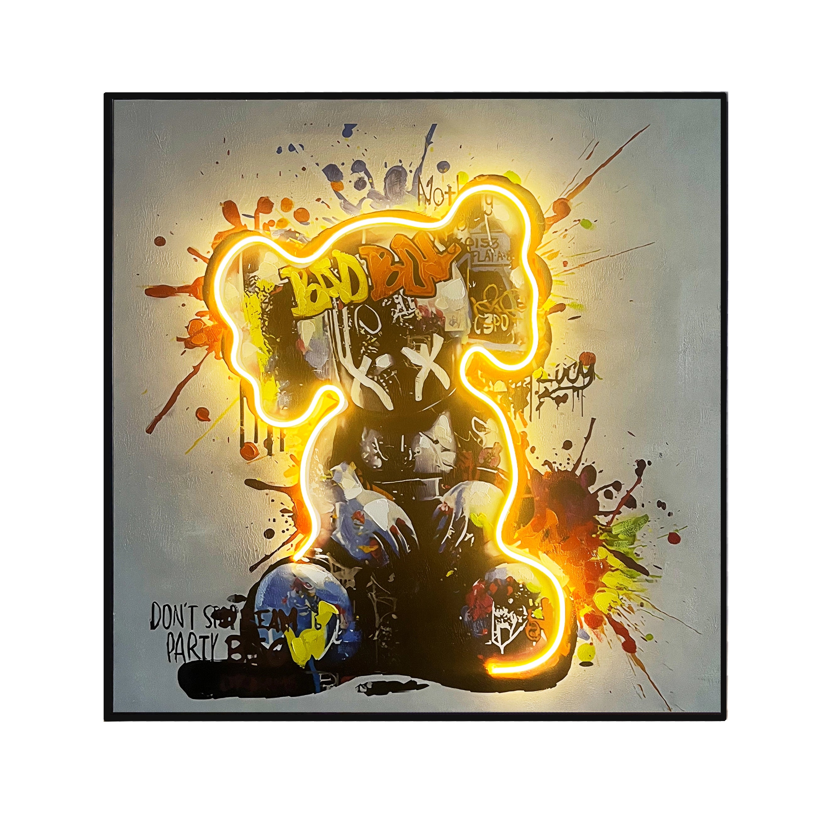 Dancing Street Art Figure LED Light – Modern LED Sculpture with X Eyes Wall Art Interior Moderna