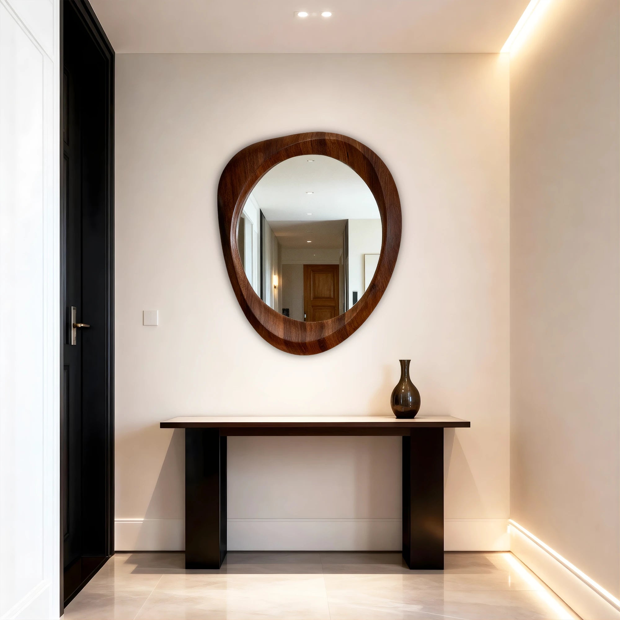 Woodworked Elegance Irregular Round Mirror Mirror Interior Moderna