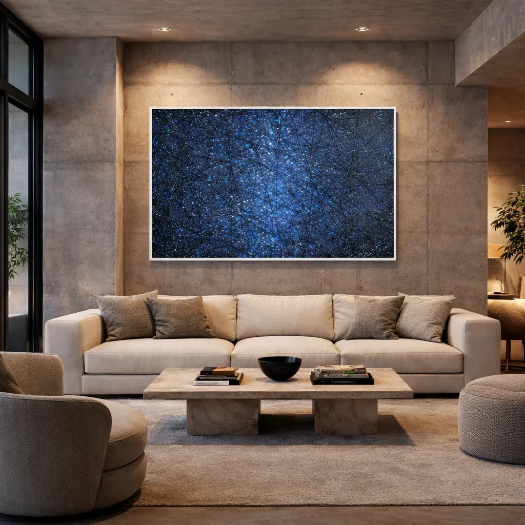 Abstract Stormscape: Tempest Blue Wall Art Interior Moderna Large