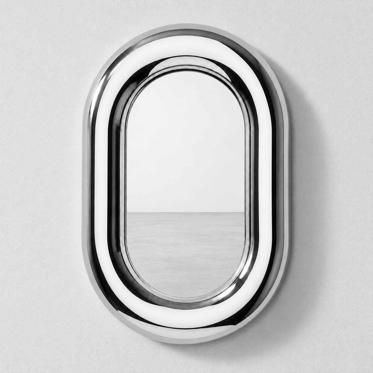 Aperture Mirror | Chrome Oval Mirror Interior Moderna