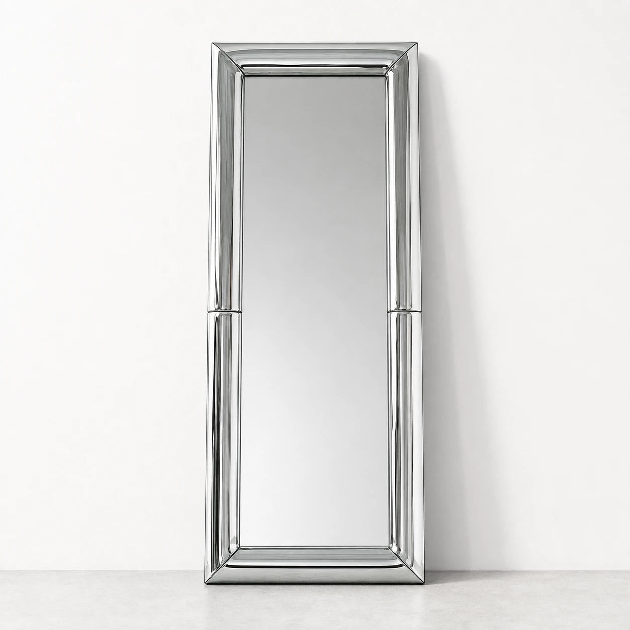 Atrium Floor Mirror with an abstract neutral reflection, straight-on view