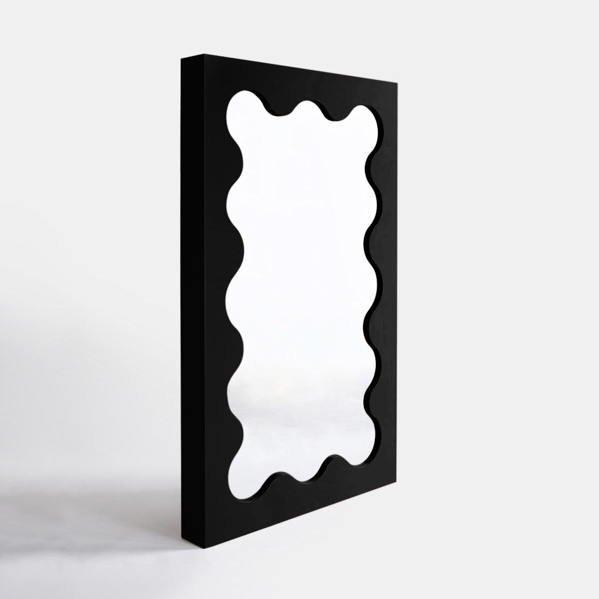 Wave Frame Mirror Mirror Interior Moderna Small Black