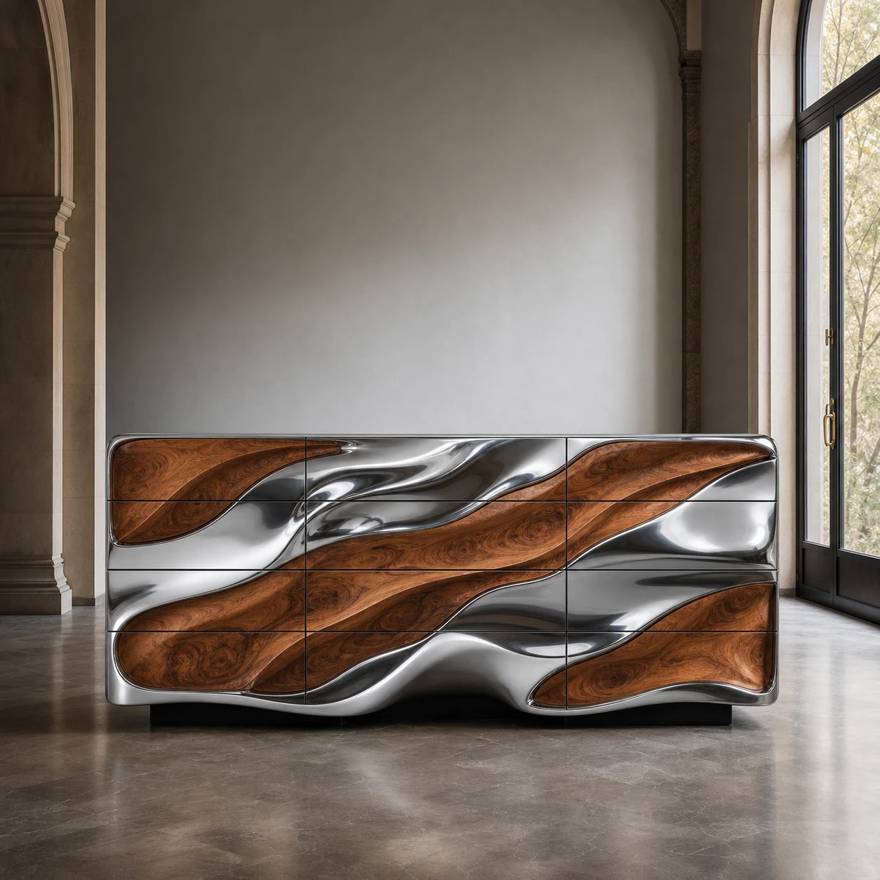 Chrome Mirage Credenza Credenza Interior Moderna