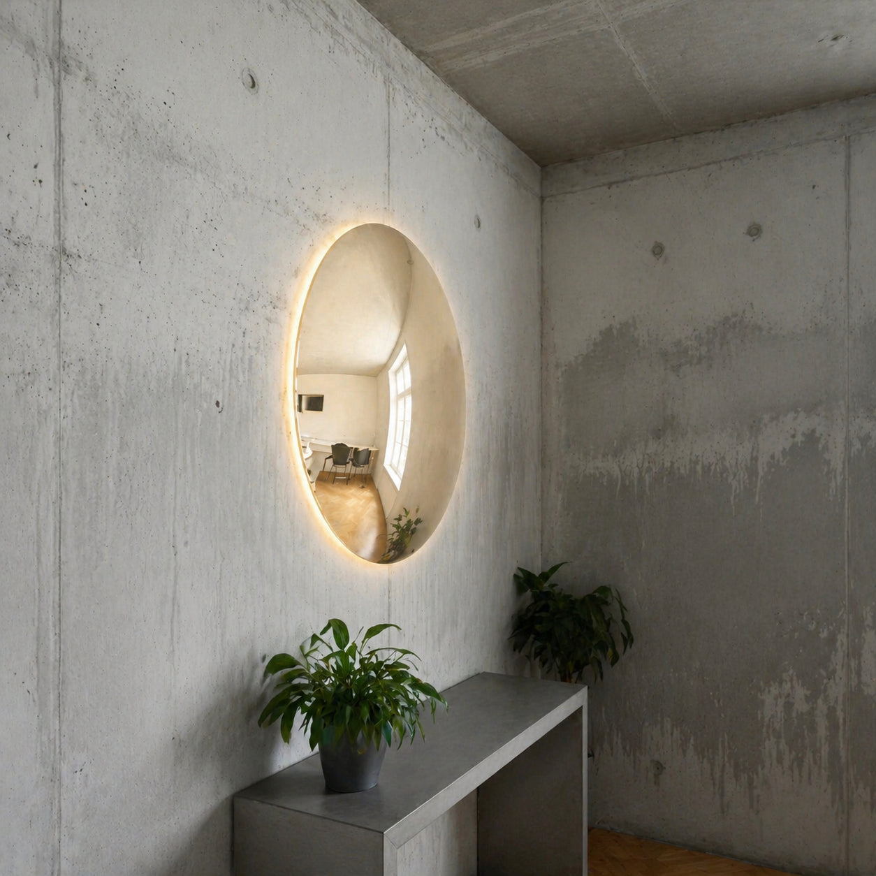 Convex Glow Mirror | Golden Halo Mirror Interior Moderna