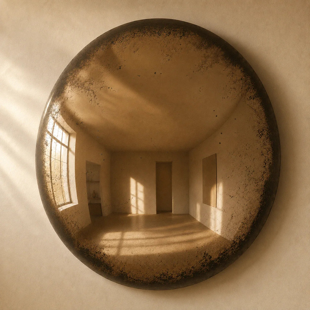 Convex Mirror | Antiqued Cognac Mirror Interior Moderna